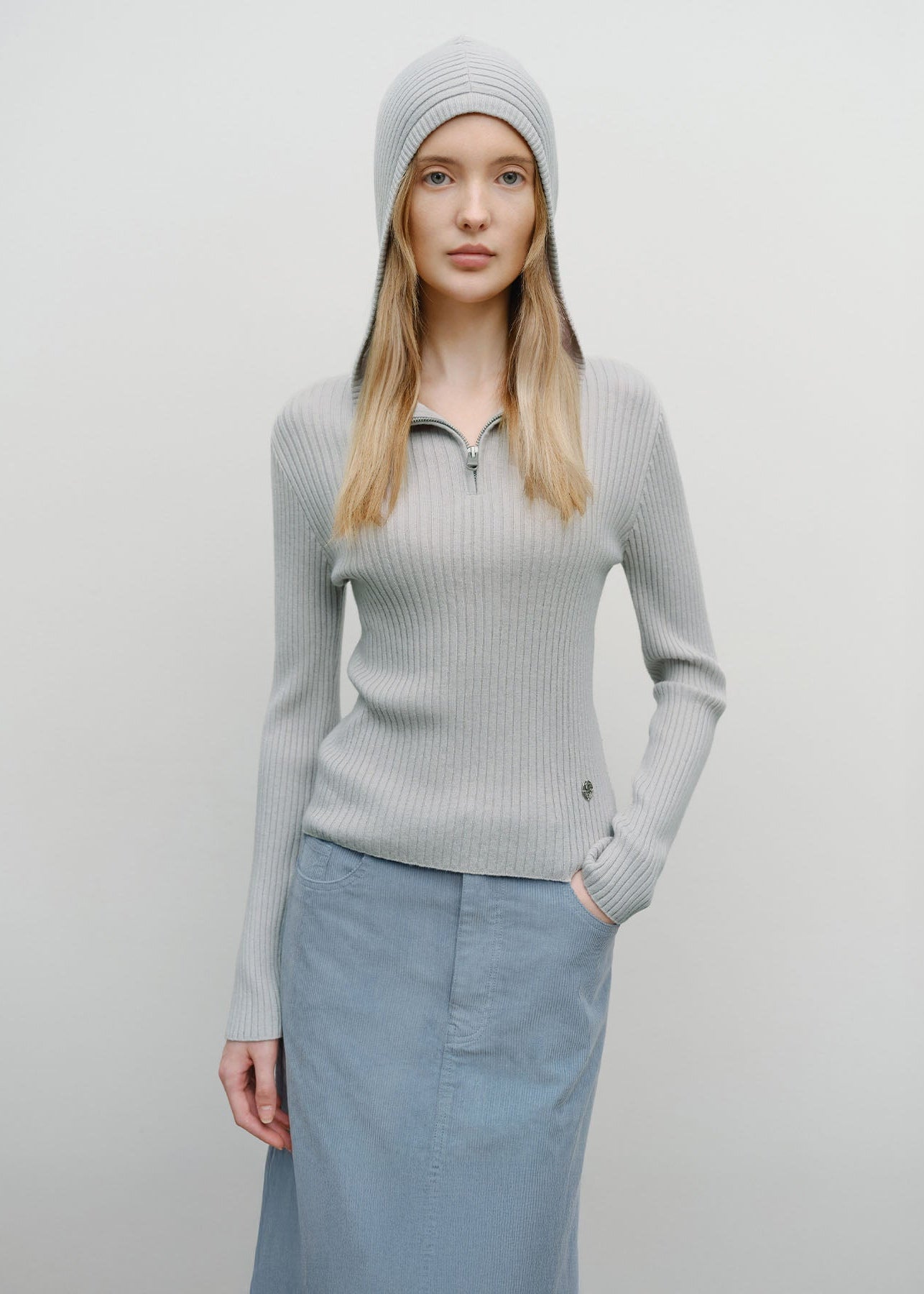 W BALCLAVA HOODIE SLIM KNIT