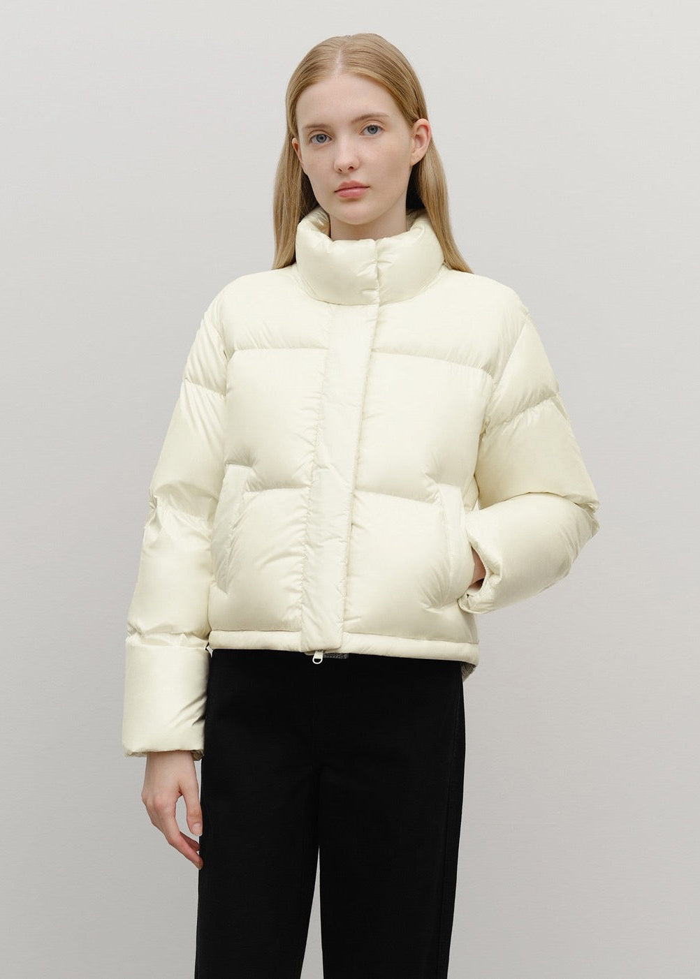 W GLOSSY CROP DOWN JACKET