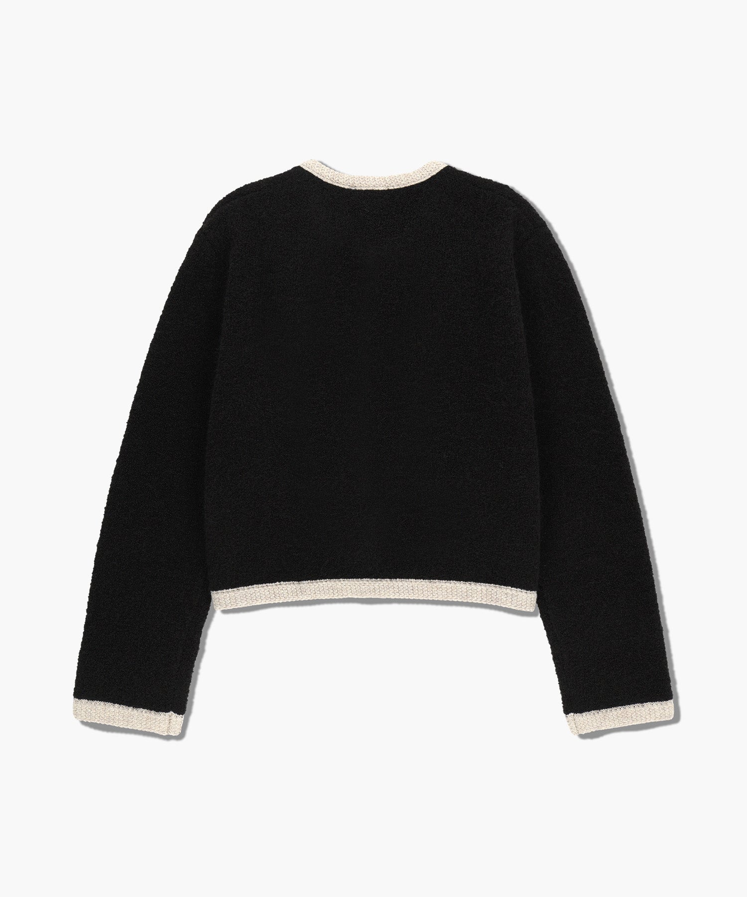 W BOUCLE KNIT ROUND NECK CARDIGAN