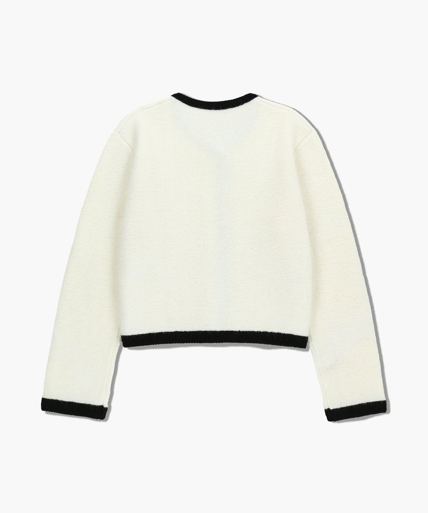 W BOUCLE KNIT ROUND NECK CARDIGAN