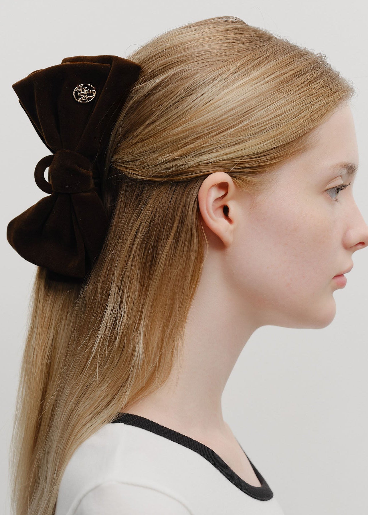 CIRCLE LOGO VELVET HAIR CLIP