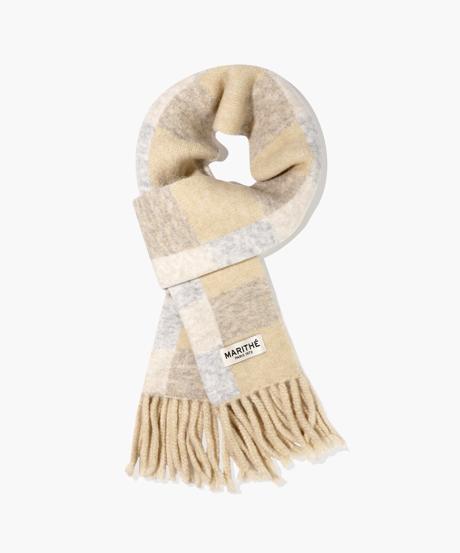 FUZZY CHECK KNIT MUFFLER