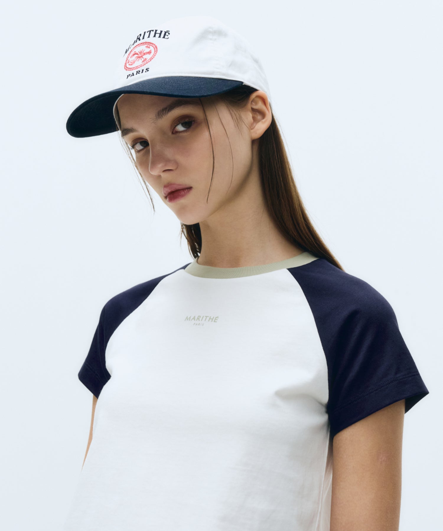 W 2-TONE RAGLAN CROP TEE