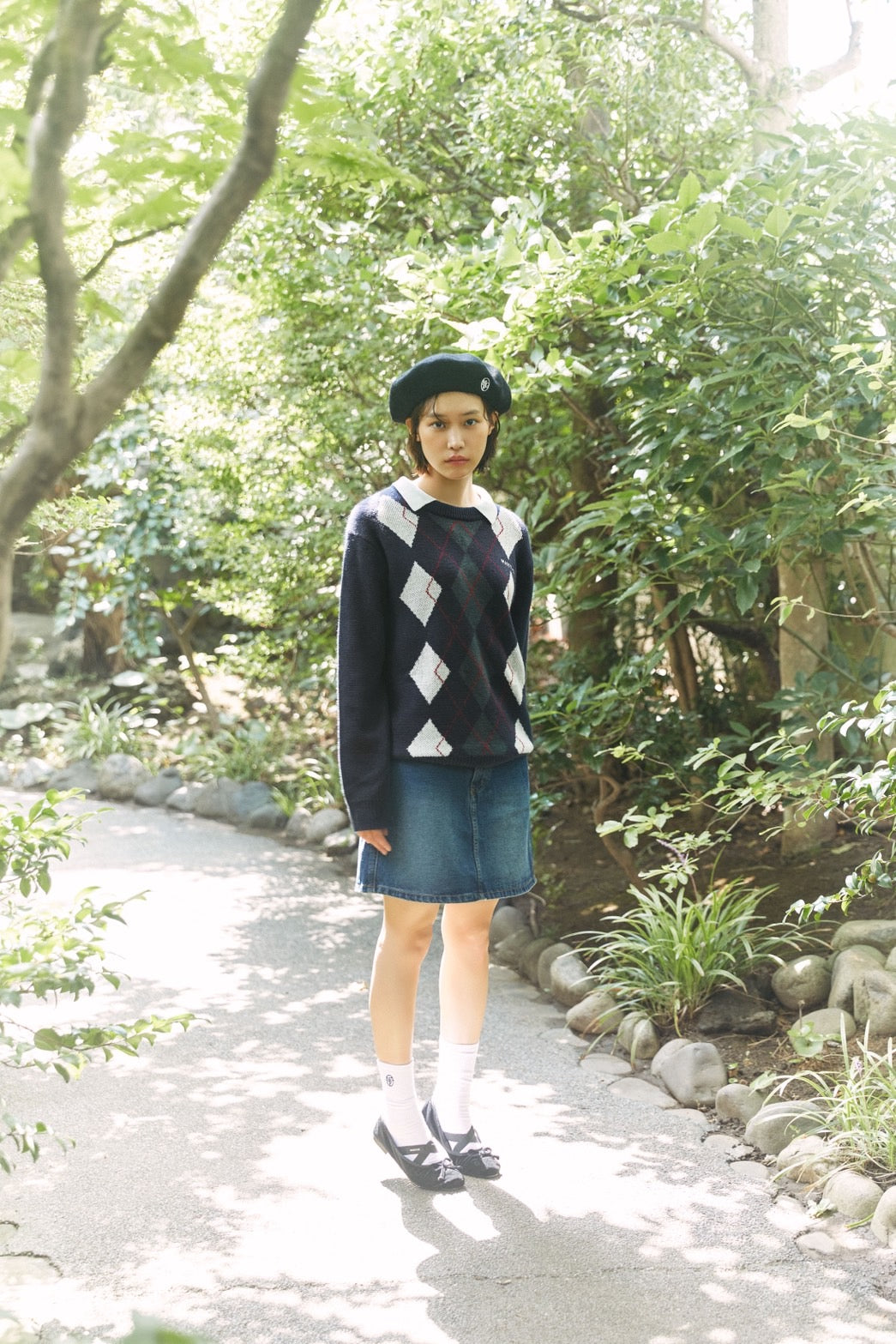 CIRCLE LOGO EMBROIDERY WOOL BERET