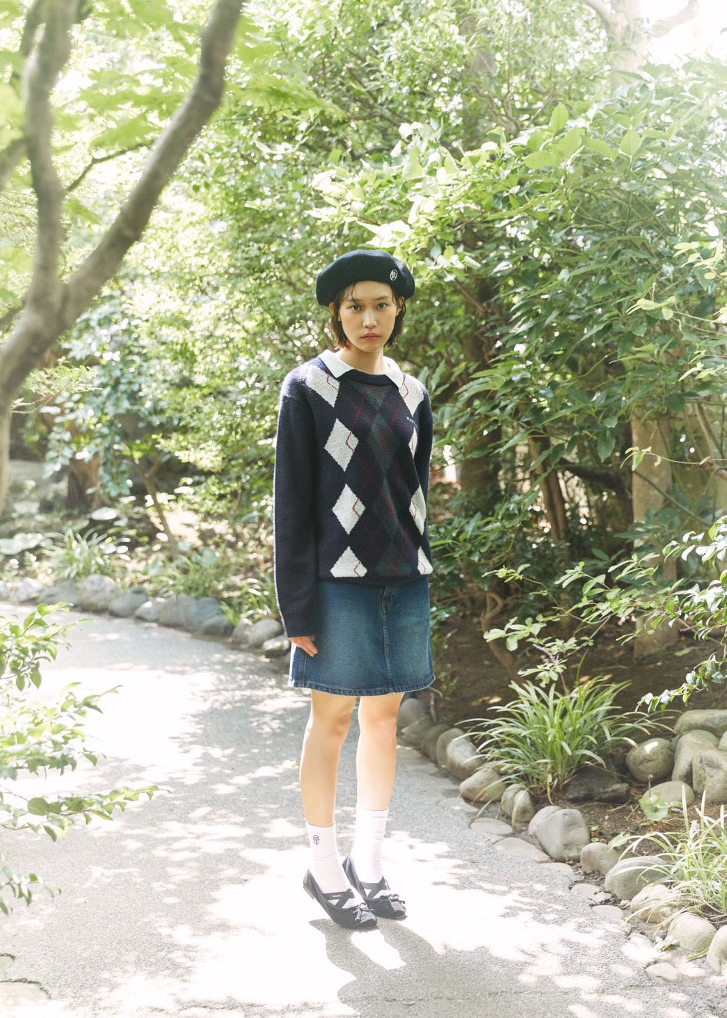 W CROSS BANDING VELVET FLAT SHOES