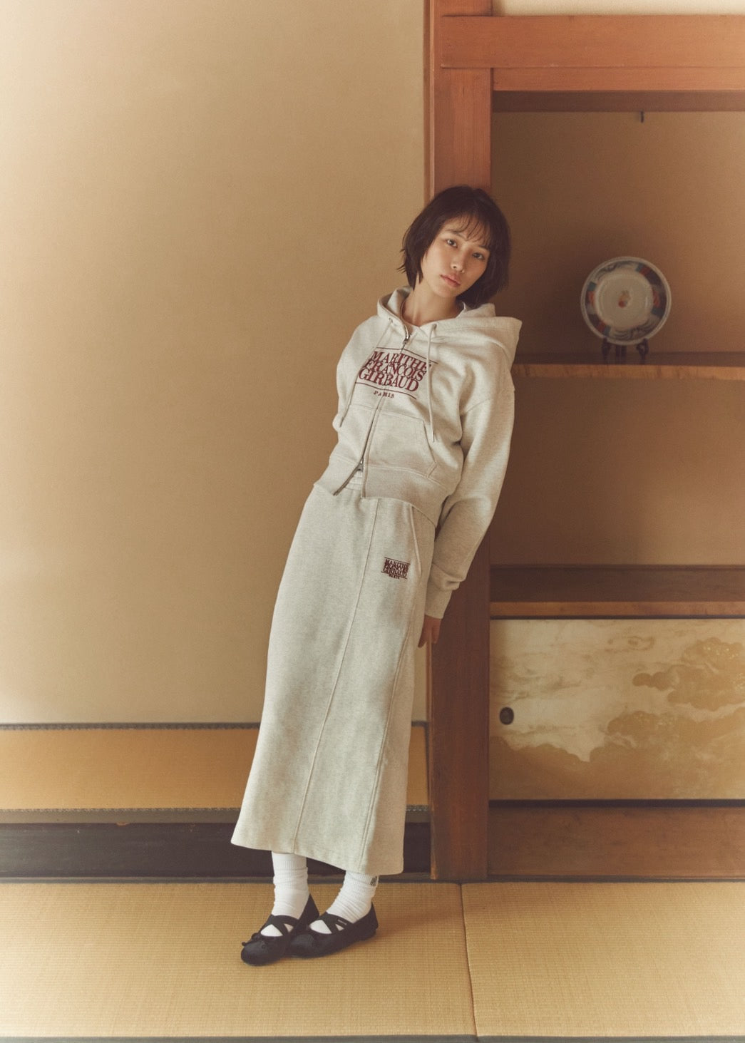 W EMBROIDERY CLASSIC LOGO SWEAT SKIRT