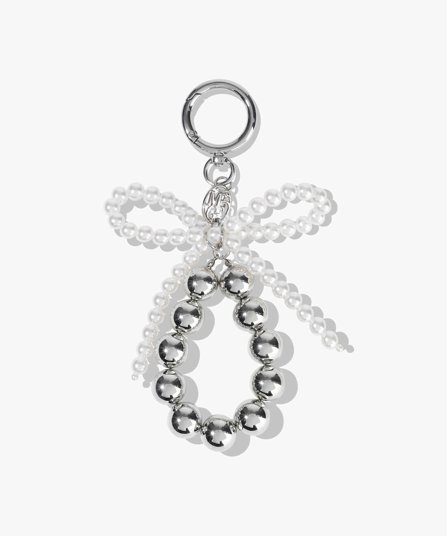 PEARL SILVER BALL HEART KEYRING