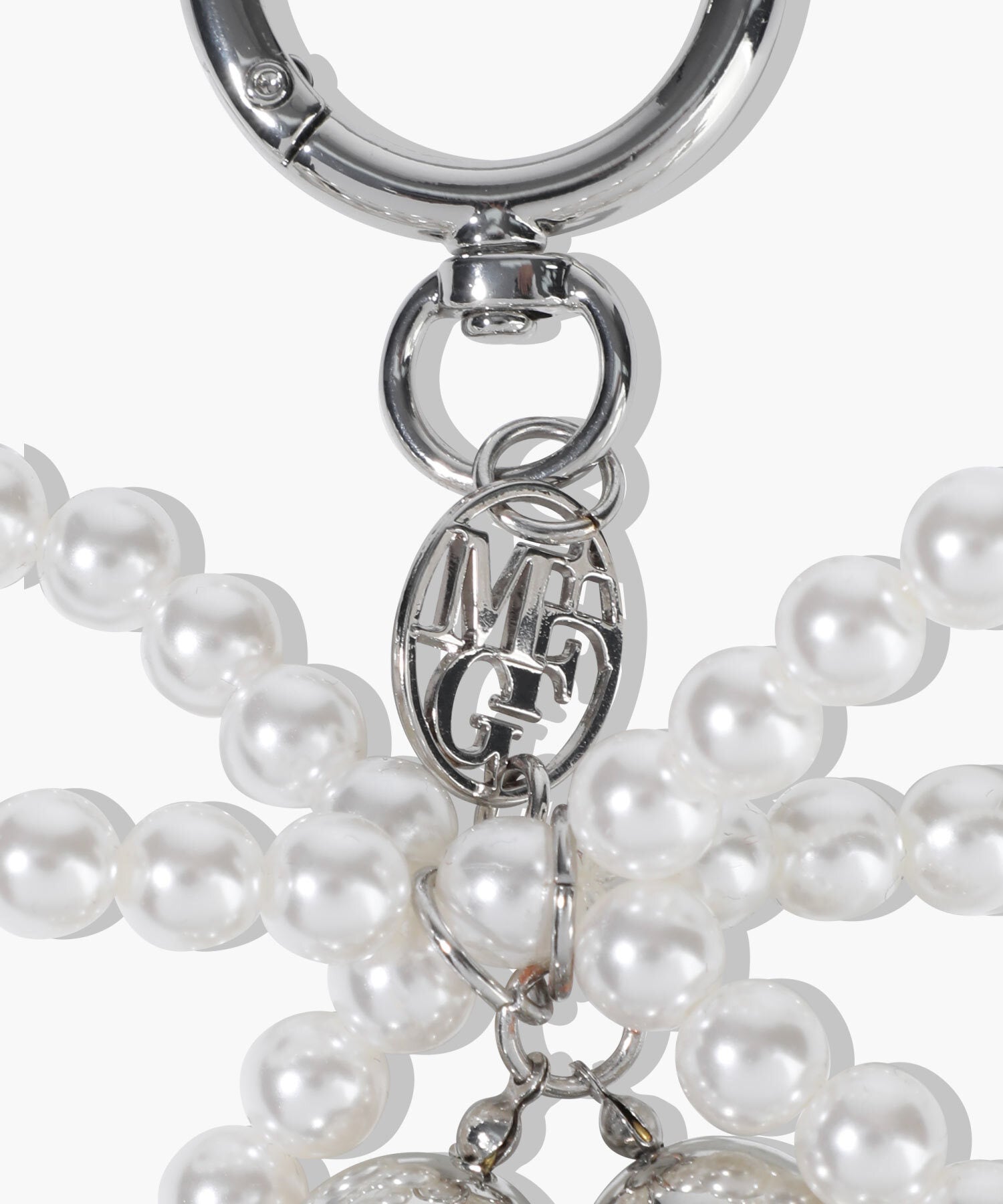 PEARL SILVER BALL HEART KEYRING