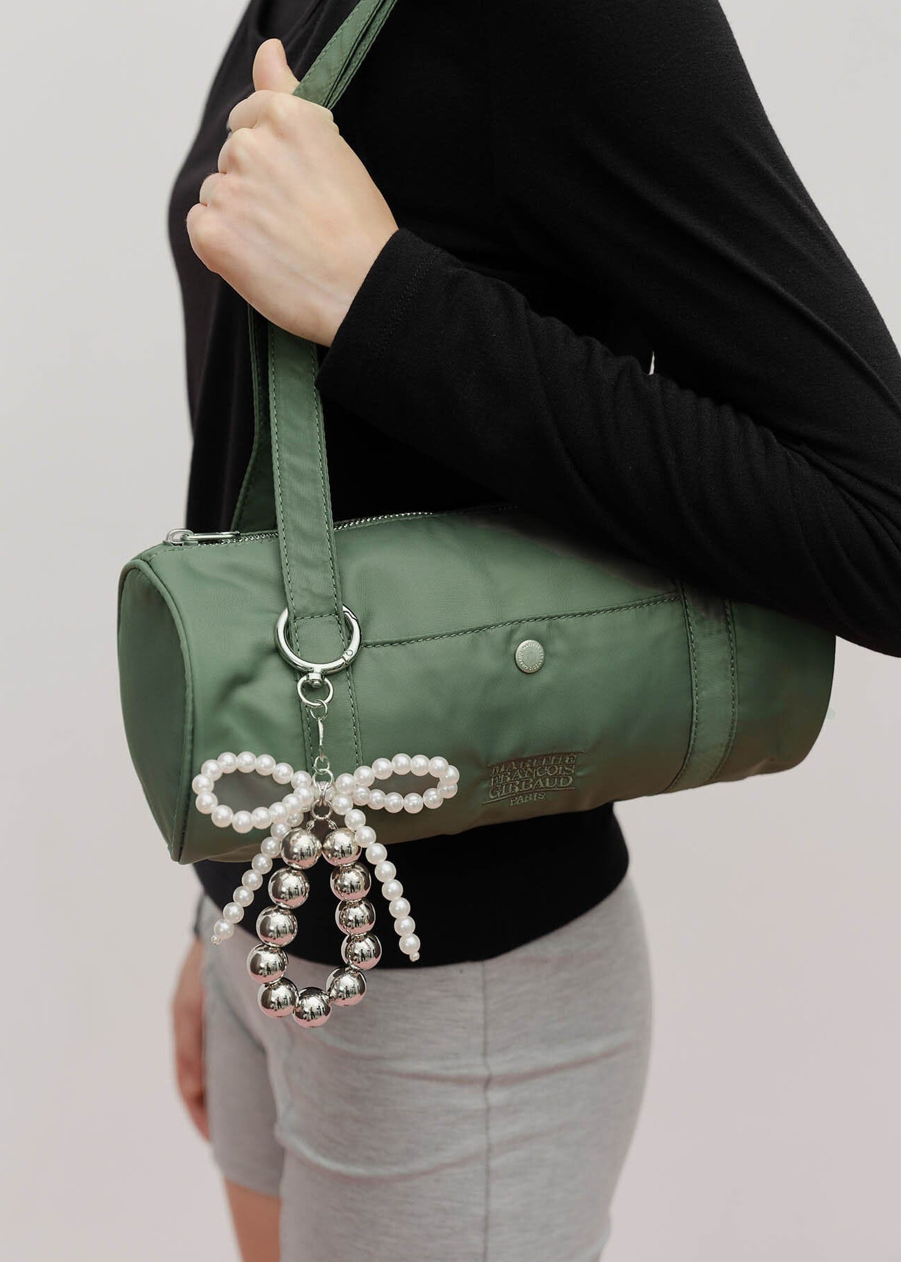 PEARL SILVER BALL HEART KEYRING