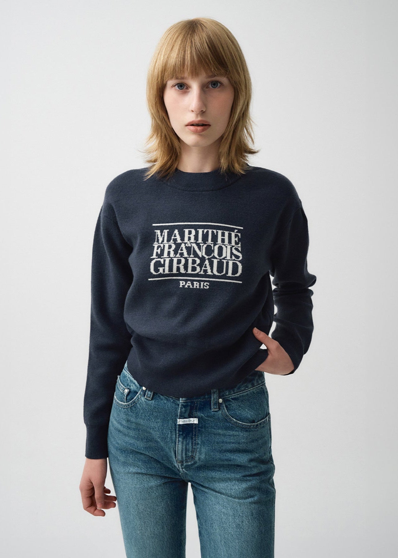 W CLASSIC LOGO CROP KNIT