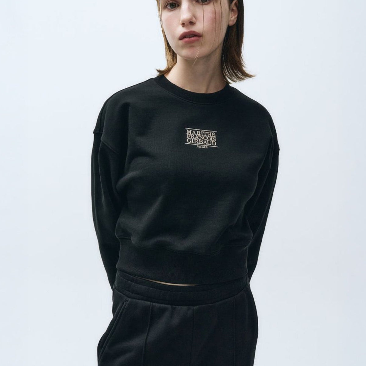 Marithe Francois Girbaud黒 メッシュ　サマーニット MARITHE FRANCOIS GIRBAUD BOUCLE CLASSIC LOGO KNIT PULLOVER
