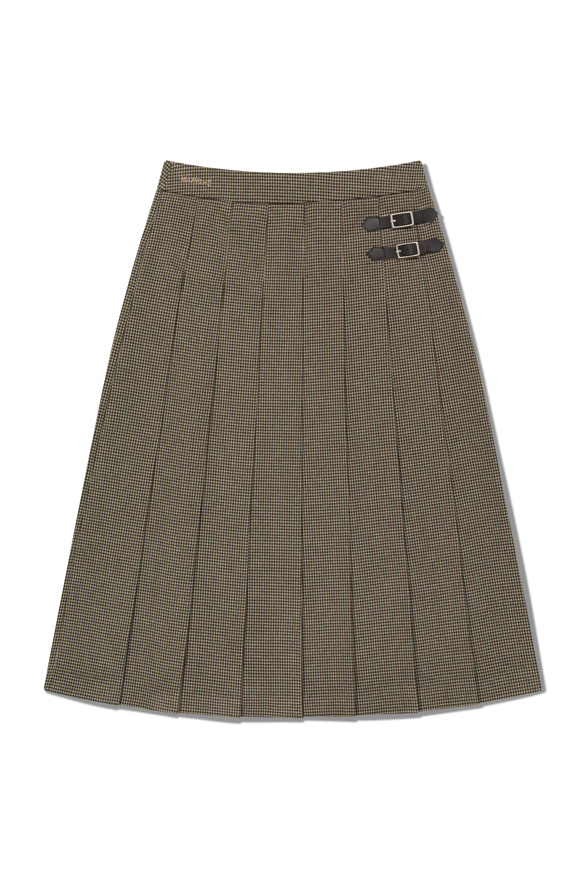 W BELTS PLEATED MIDI SKIRT