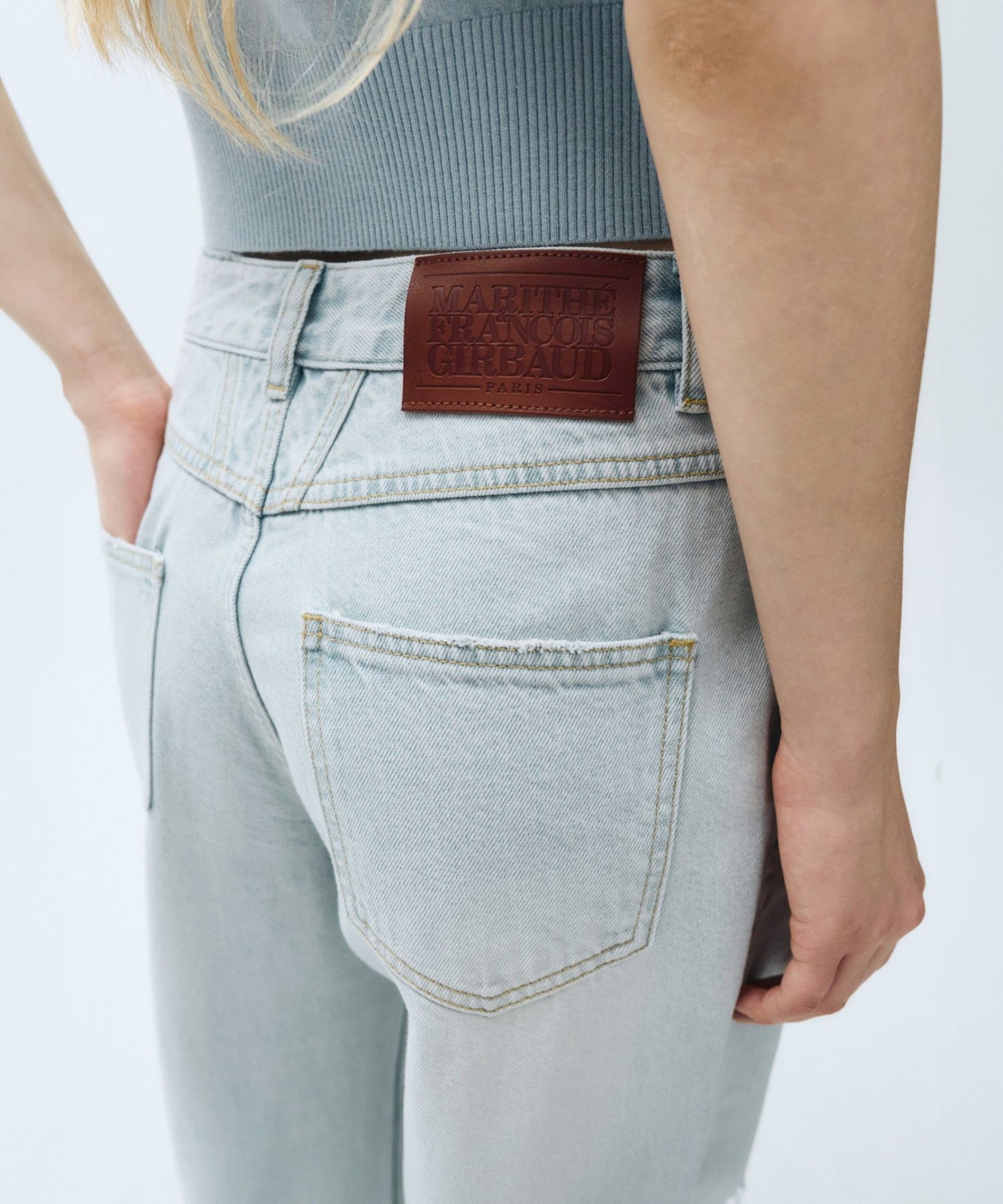 W DAMAGED WASHED DENIM PANTS