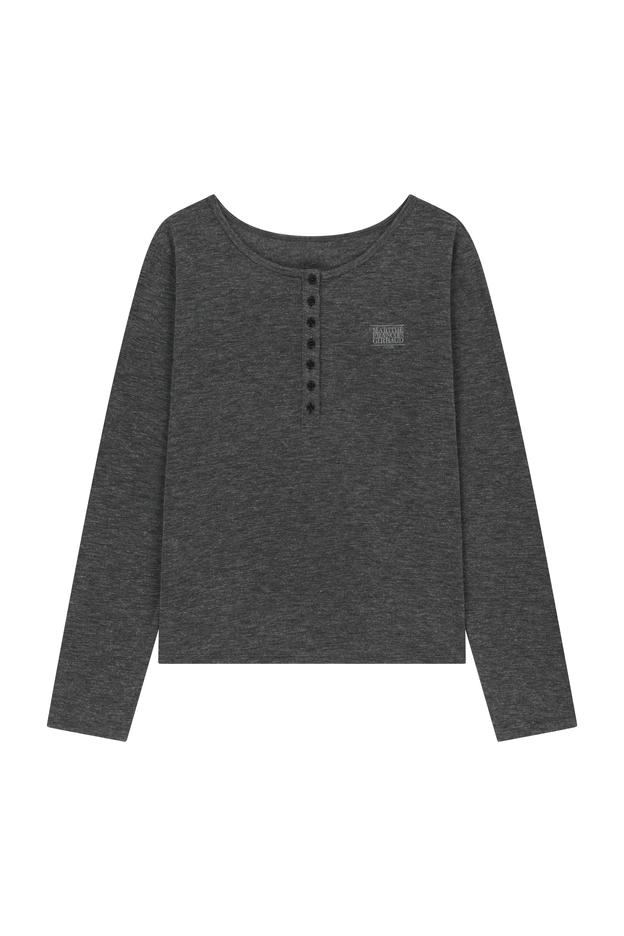 W HENLEY NECK LAYERED LONG SLEEVE TEE