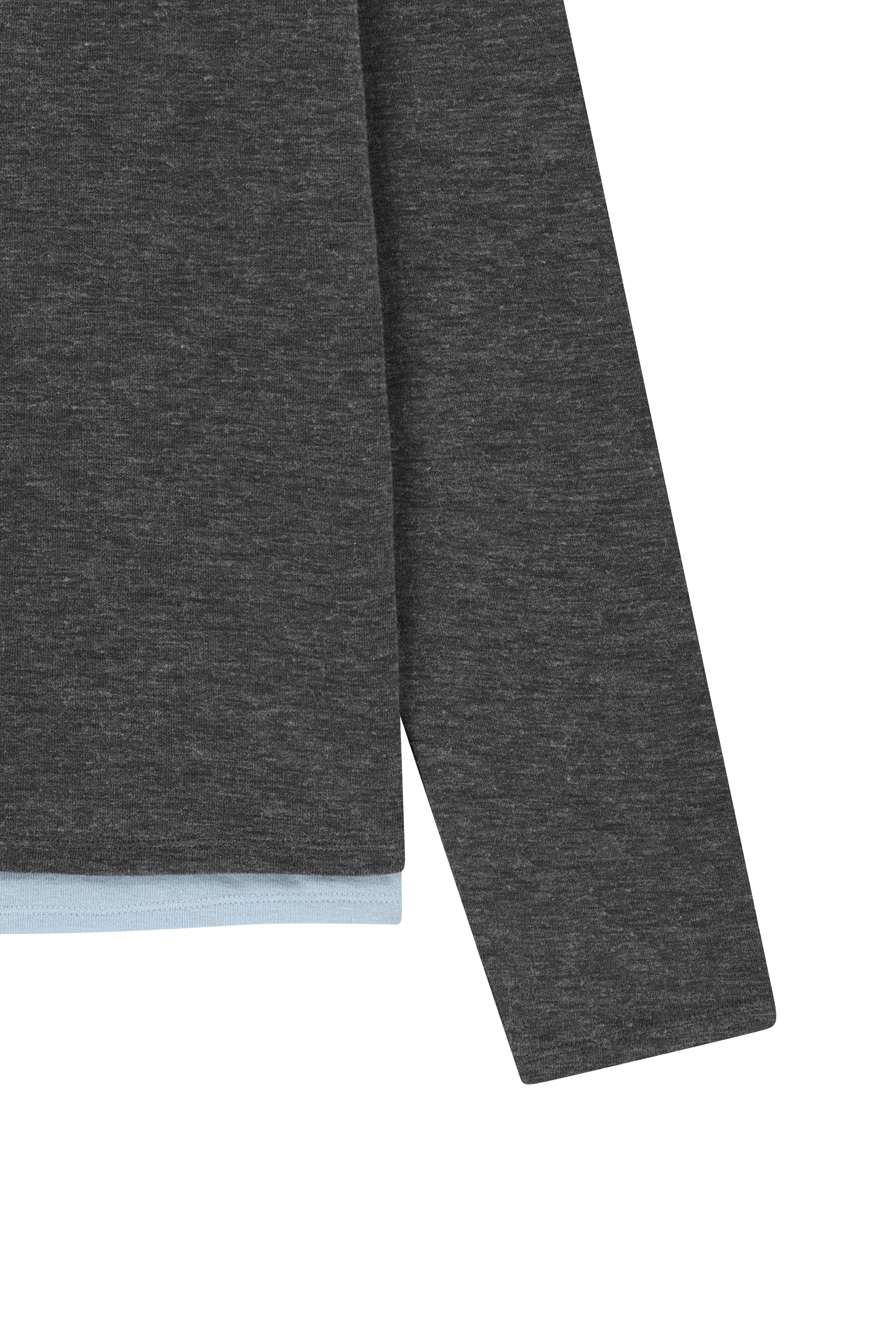 W HENLEY NECK LAYERED LONG SLEEVE TEE