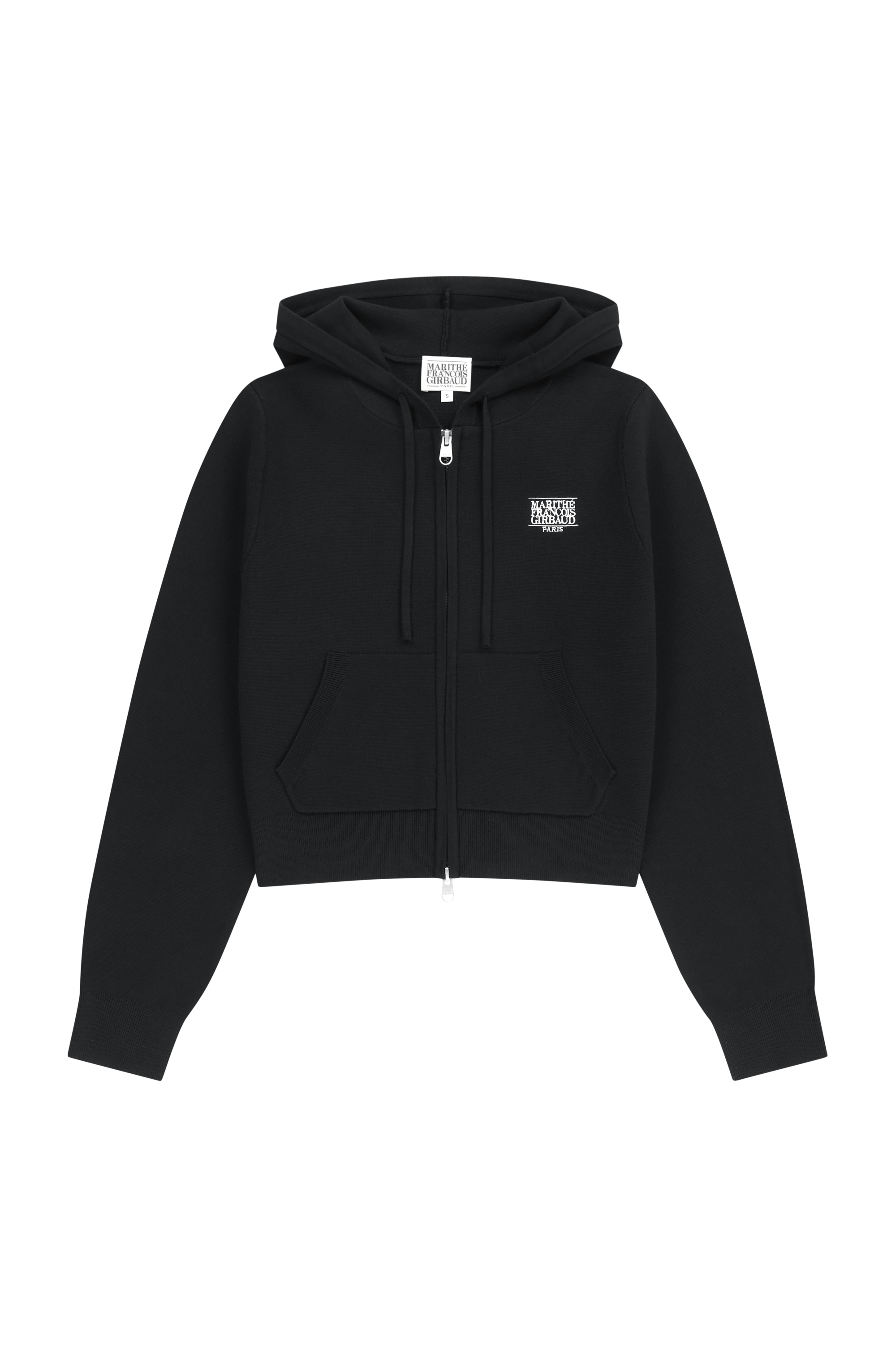 W SMALL CLASSIC LOGO CROP KNIT HOODIE ZIPUP