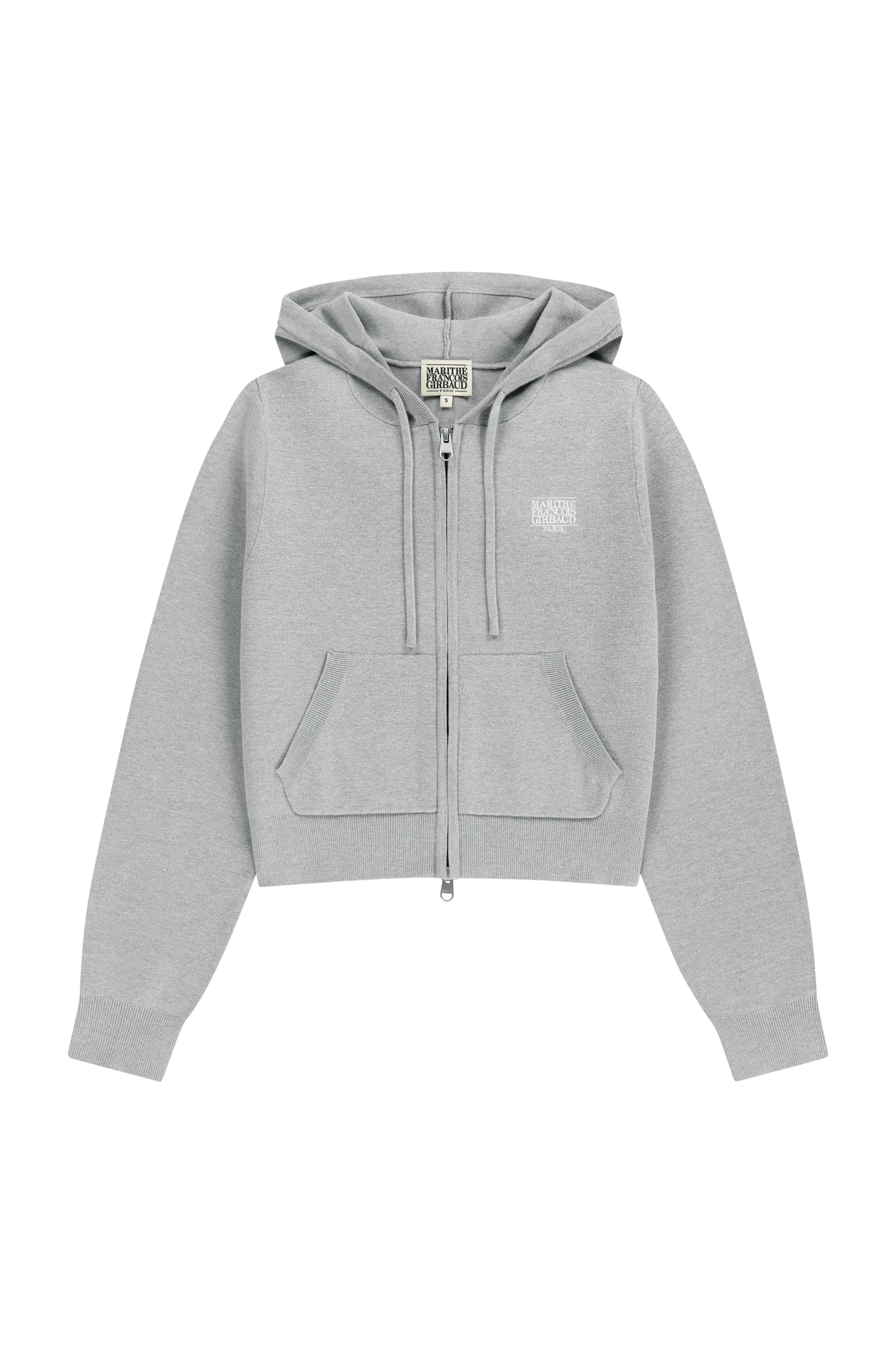 W SMALL CLASSIC LOGO CROP KNIT HOODIE ZIPUP