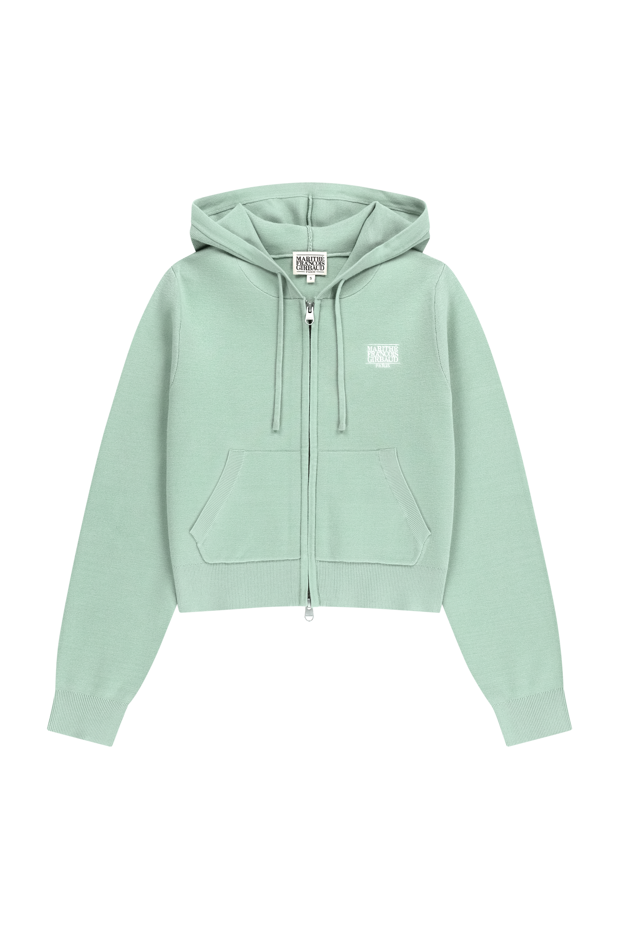 W SMALL CLASSIC LOGO CROP KNIT HOODIE ZIPUP