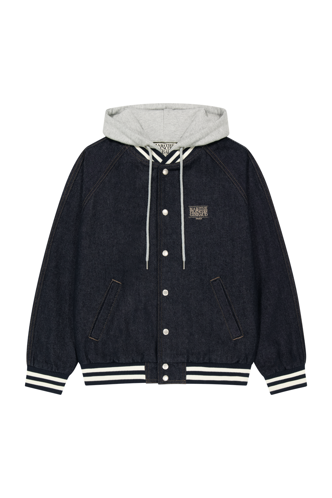 CLASSIC LOGO RAGLAN DENIM VARSITY JACKET