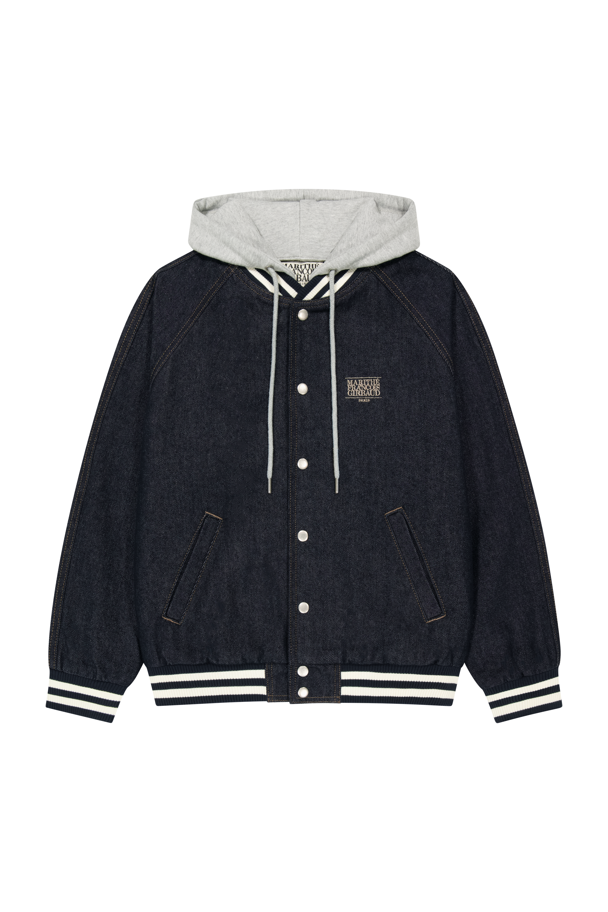 CLASSIC LOGO RAGLAN DENIM VARSITY JACKET