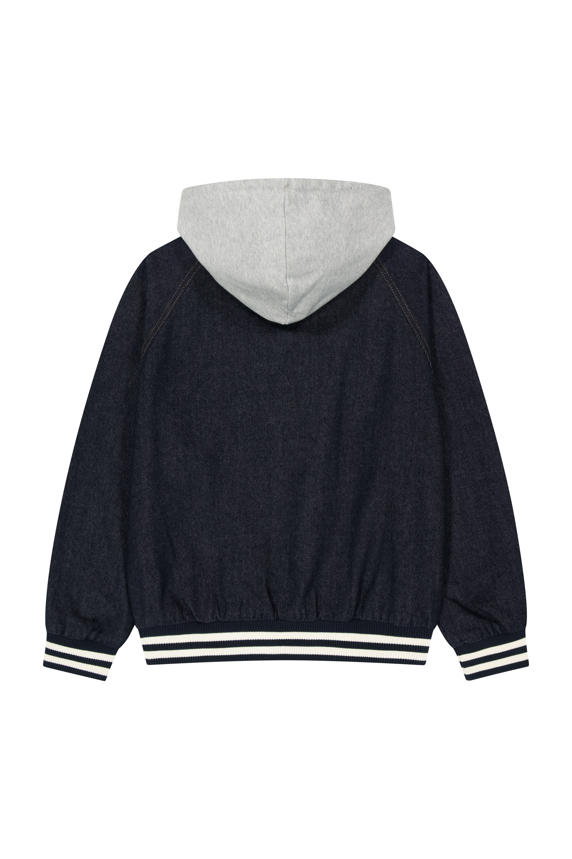 CLASSIC LOGO RAGLAN DENIM VARSITY JACKET