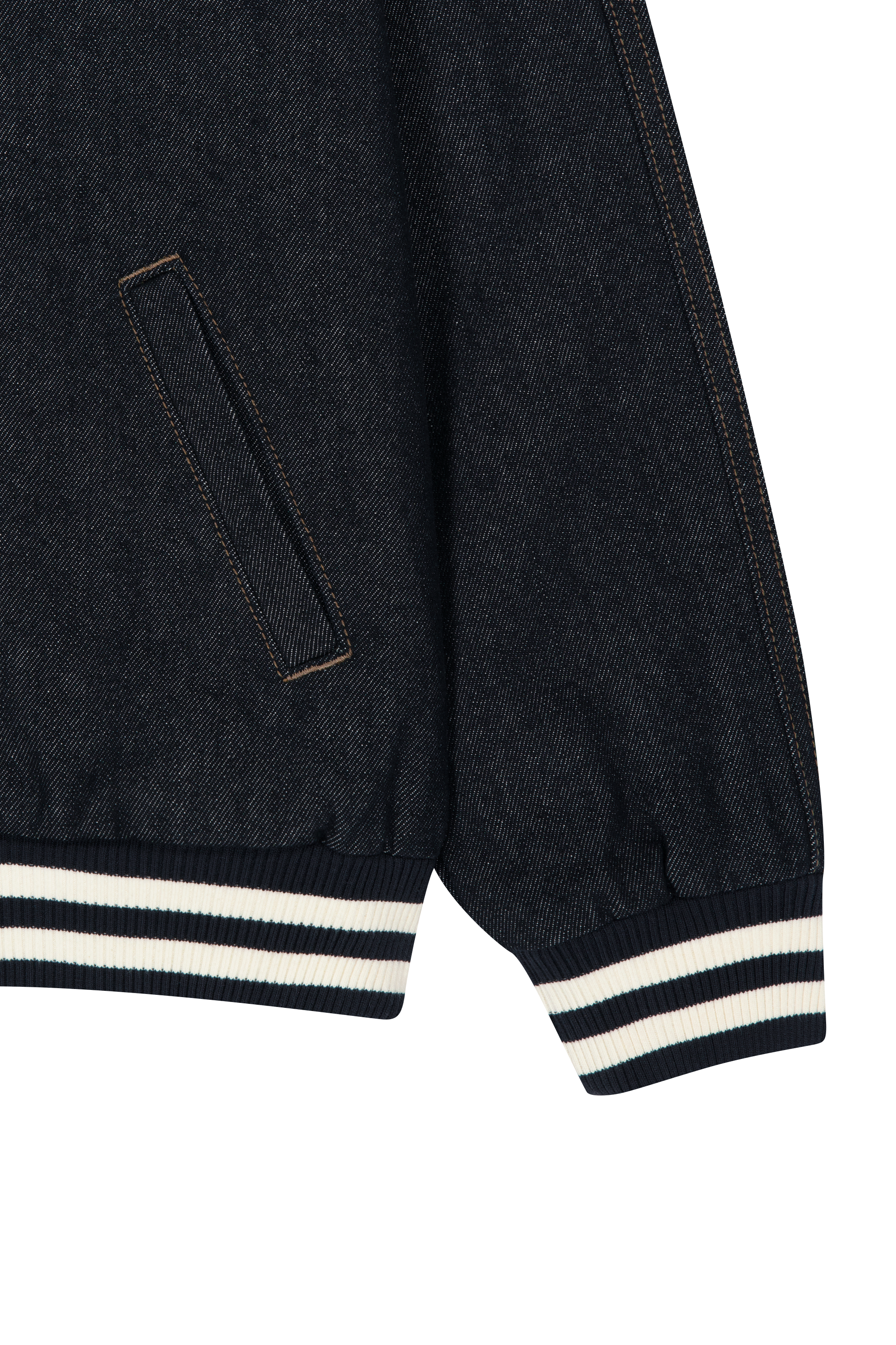 CLASSIC LOGO RAGLAN DENIM VARSITY JACKET