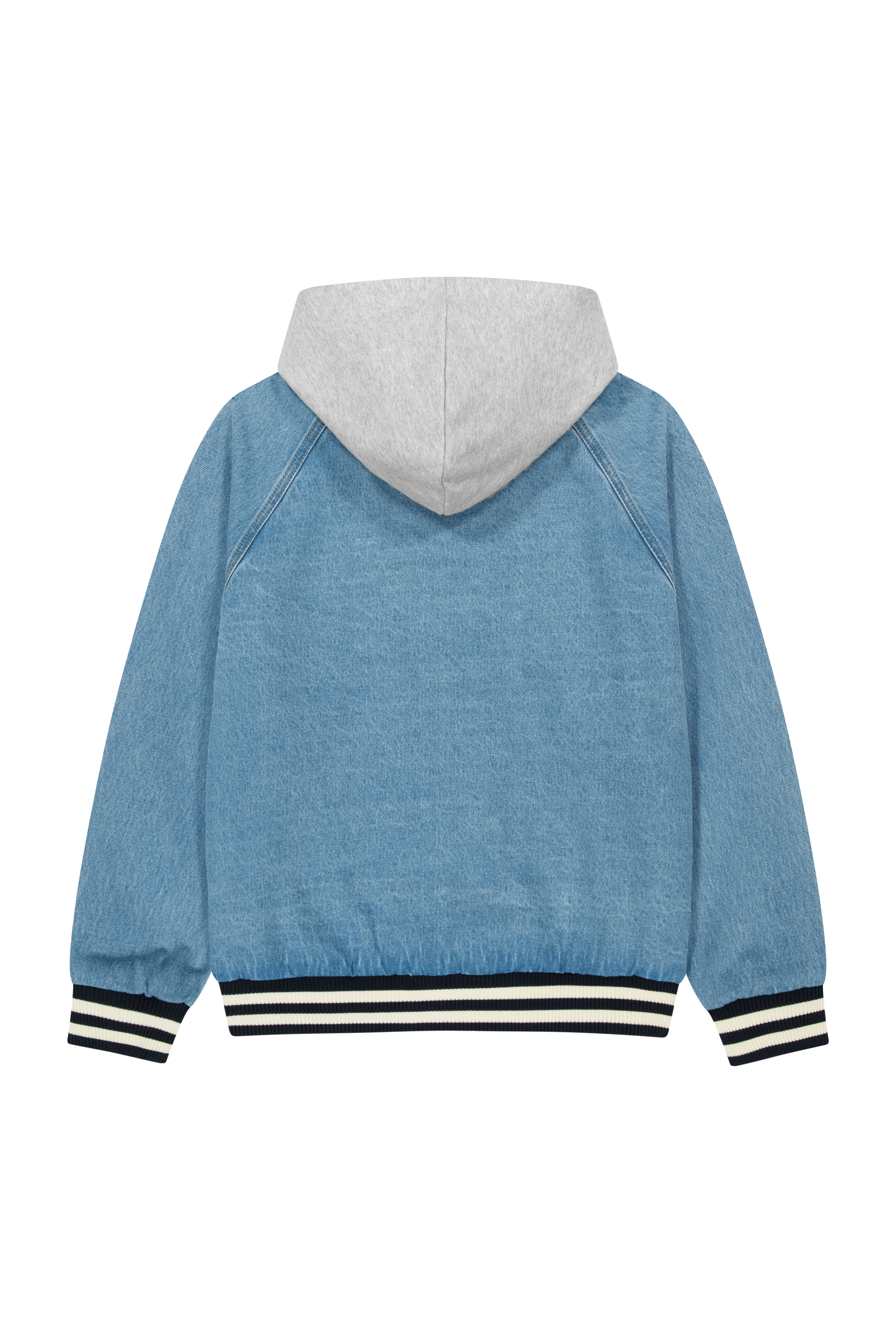 CLASSIC LOGO RAGLAN DENIM VARSITY JACKET