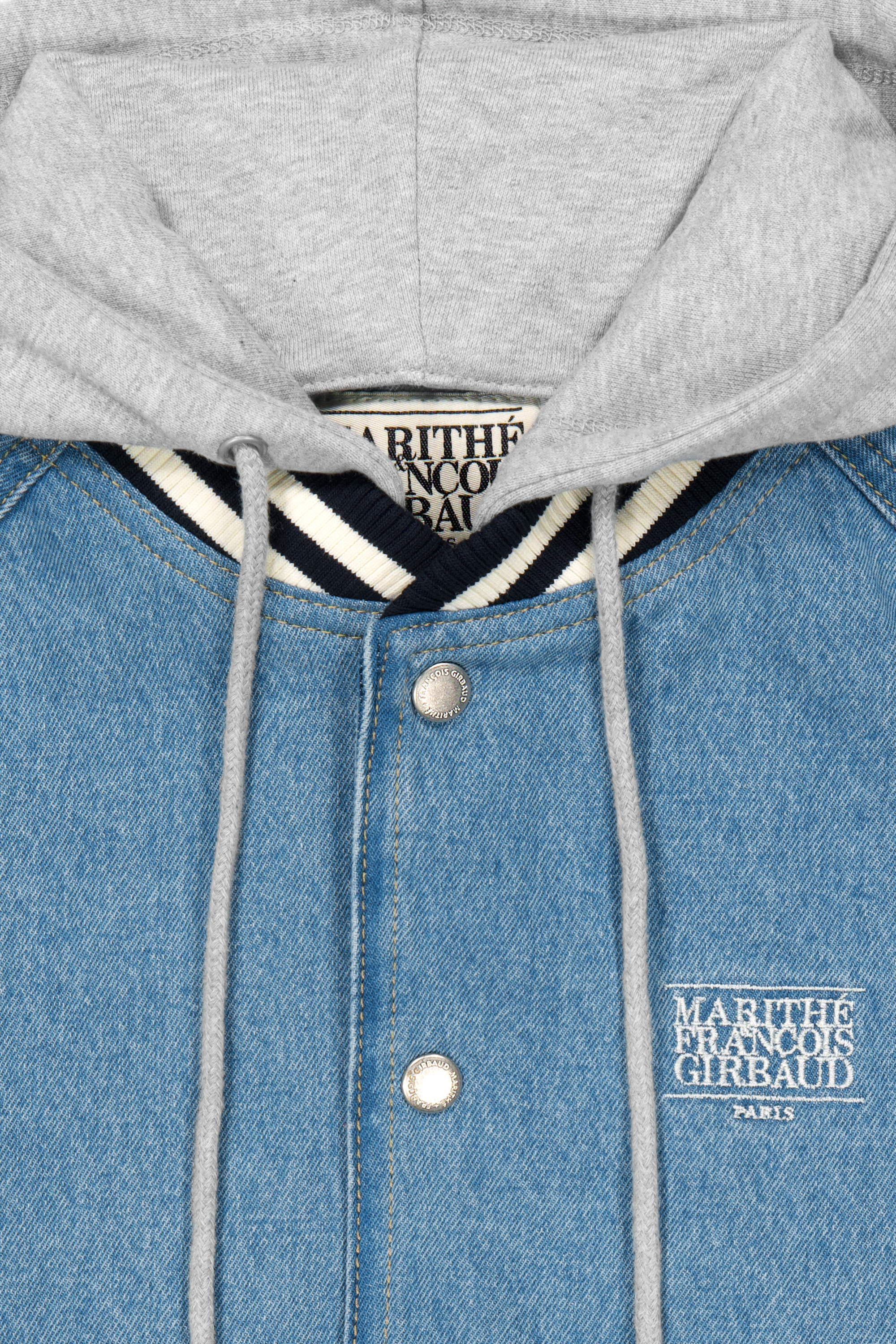 CLASSIC LOGO RAGLAN DENIM VARSITY JACKET
