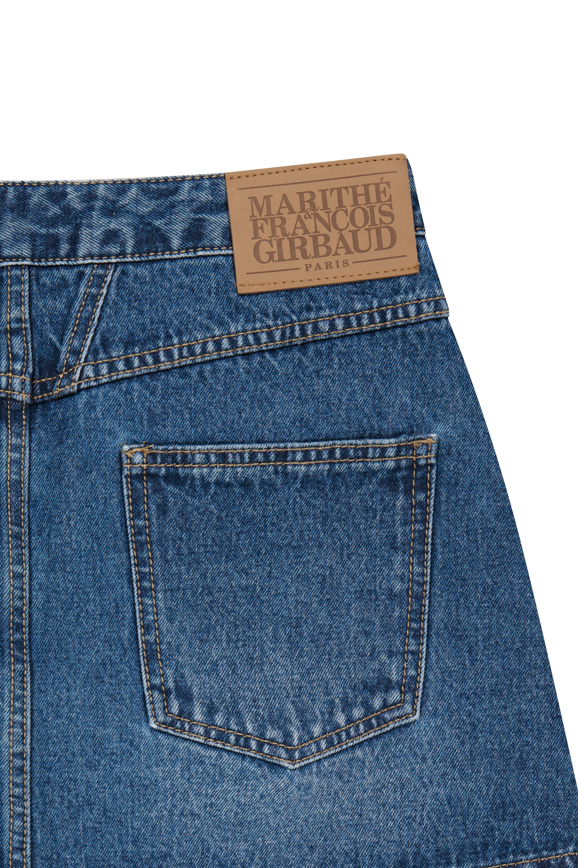 W LAYERED SKIRT DENIM PANTS