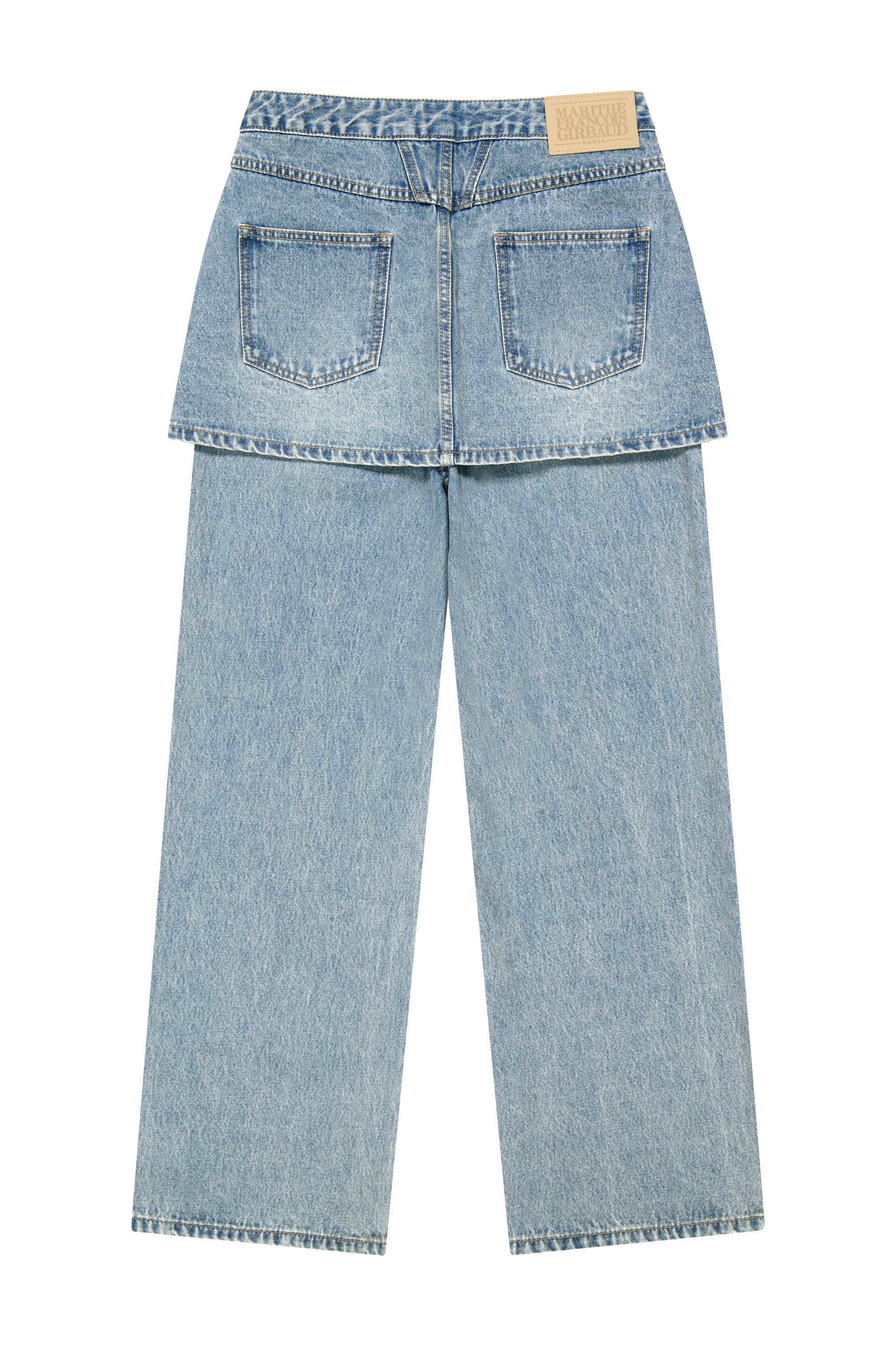 W LAYERED SKIRT DENIM PANTS
