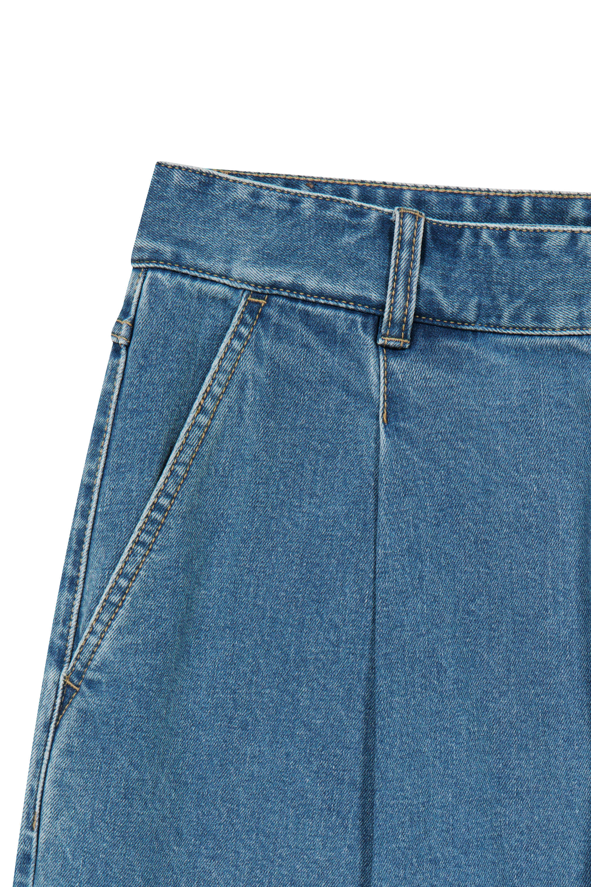 NEW M LOW-WAIST TUCK WIDE DENIM PANTS