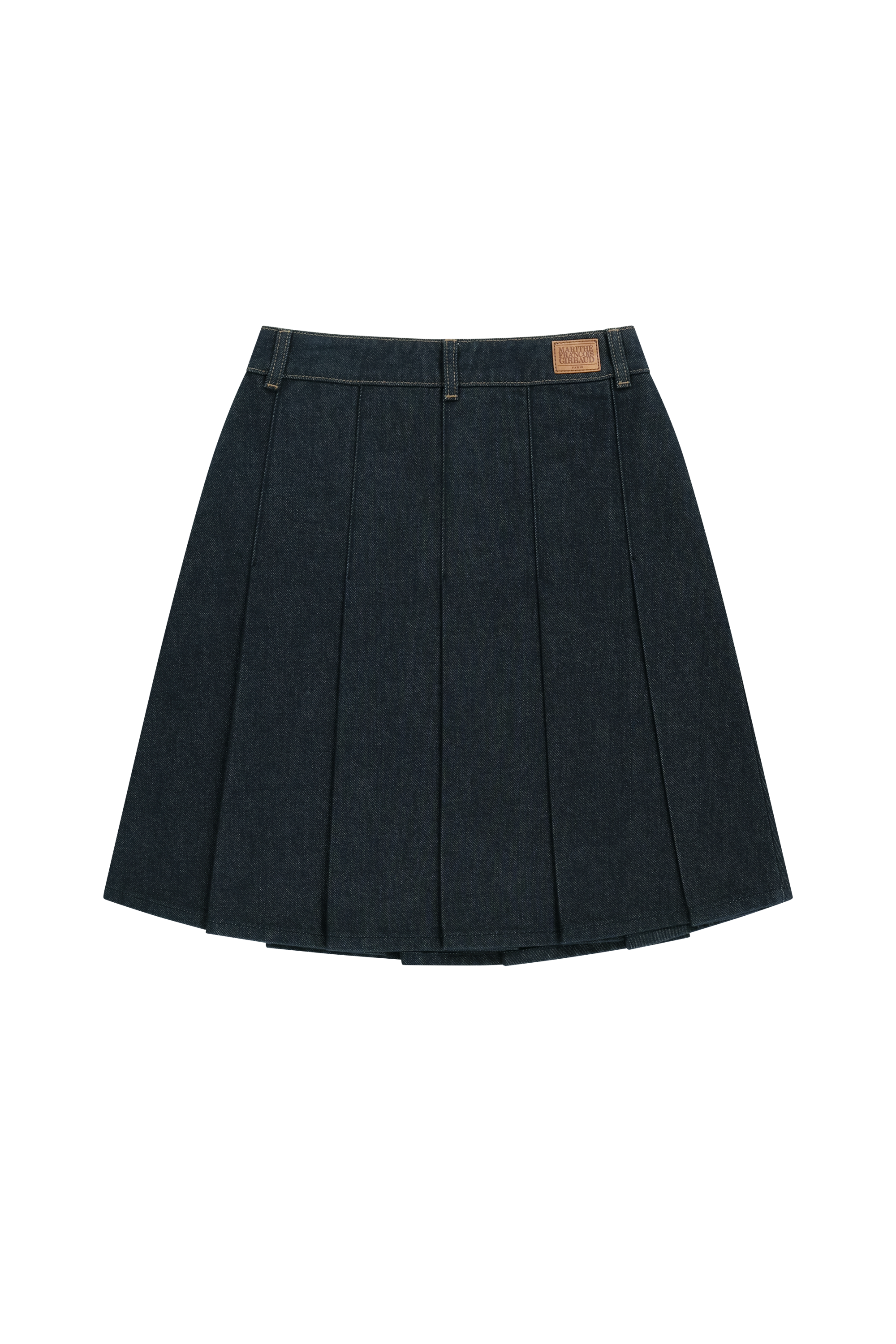 W DENIM PLEATED MIDI SKIRT