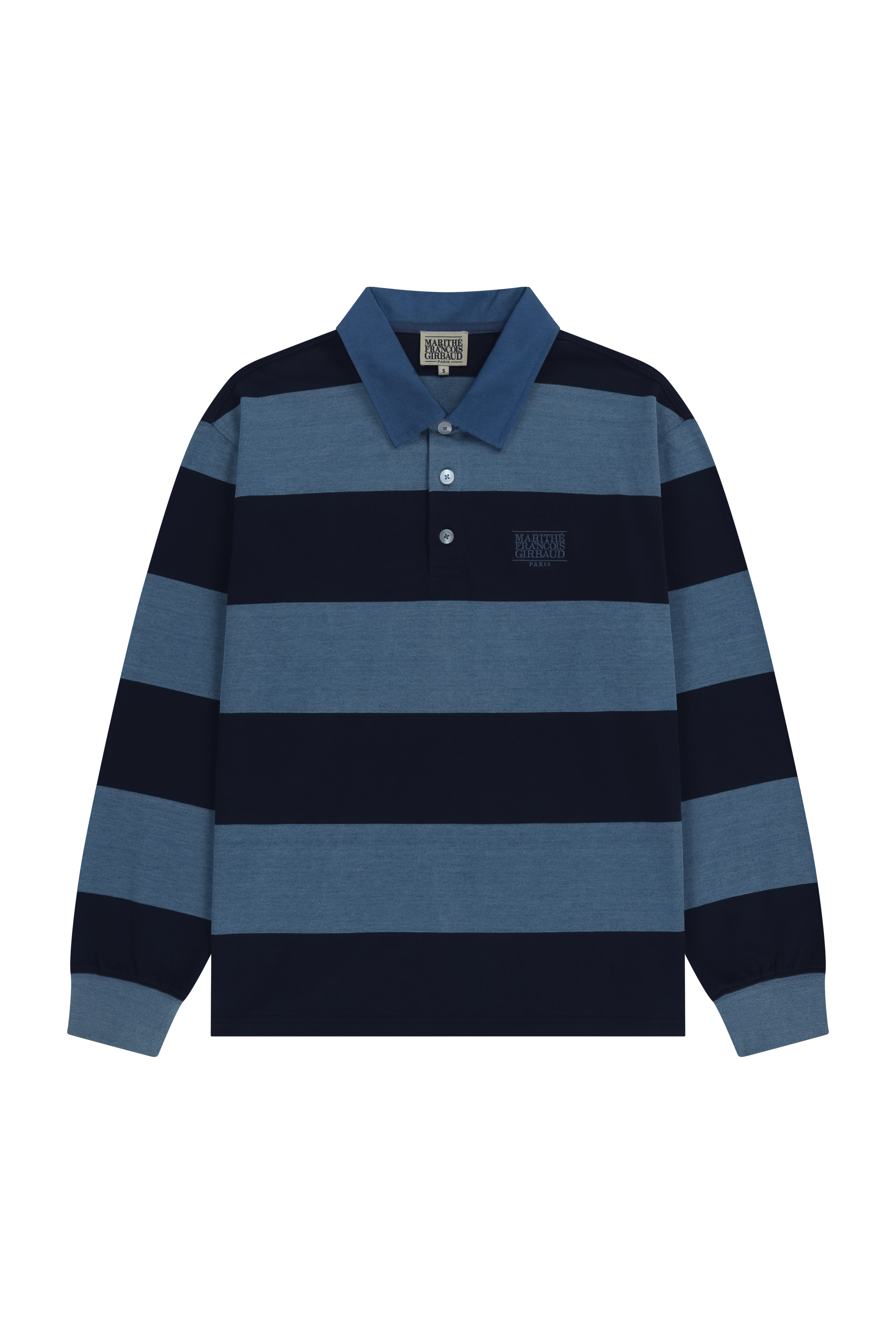 WASHED DENIM COLLAR LONG SLEEVE TEE