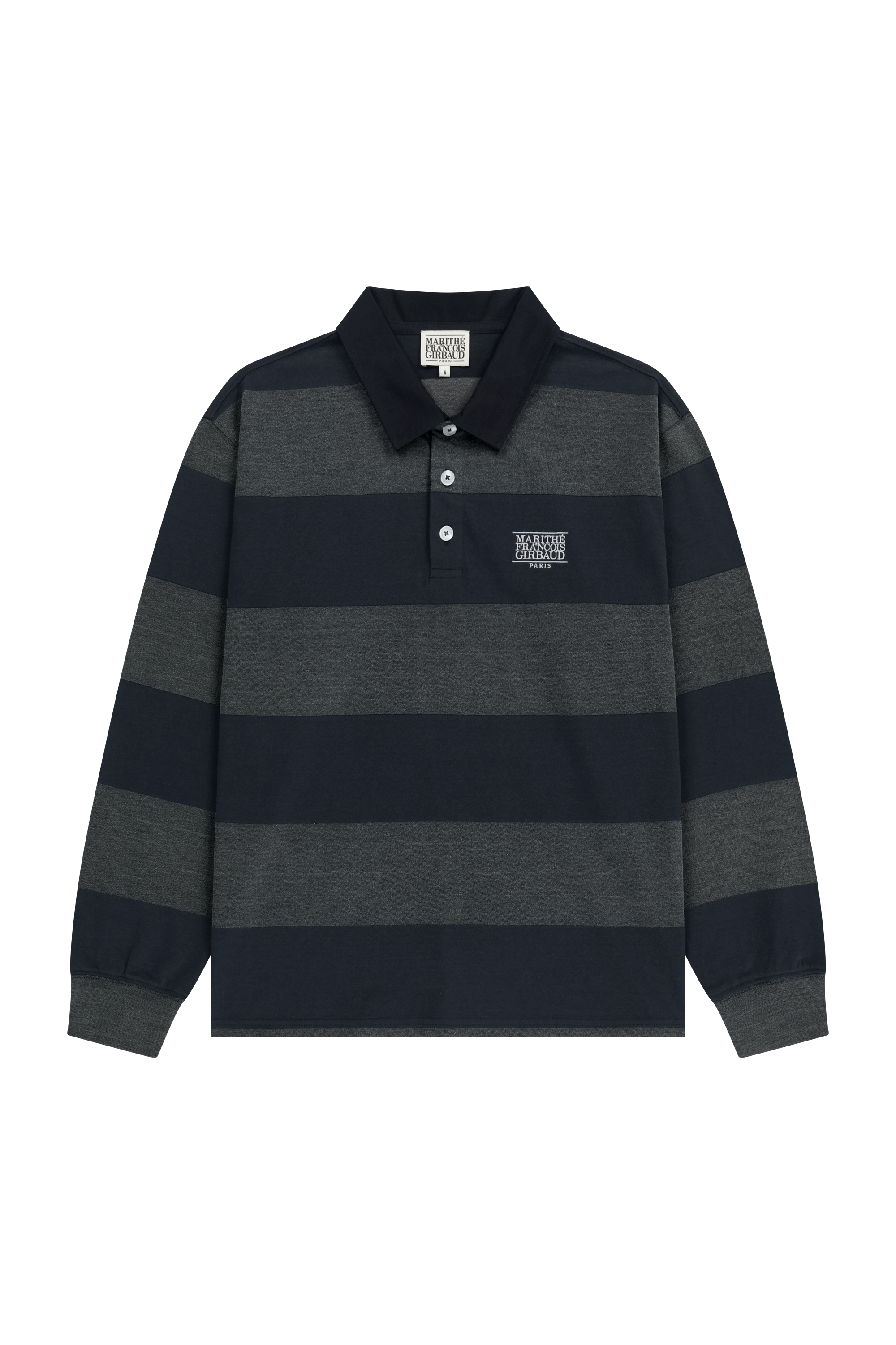 WASHED DENIM COLLAR LONG SLEEVE TEE