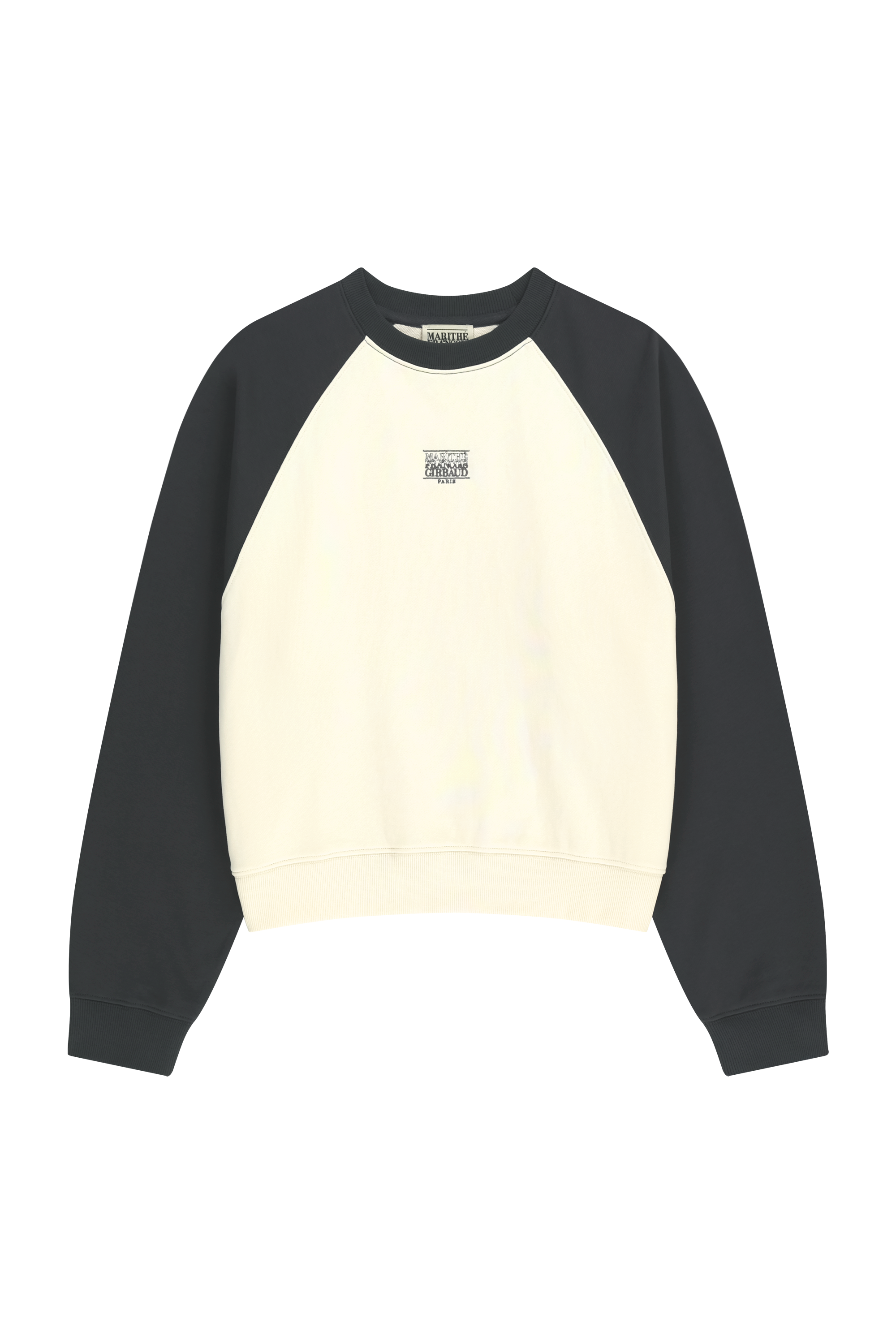 W BLOCK CLASSIC LOGO RAGLAN CROP SWEATSHIRT