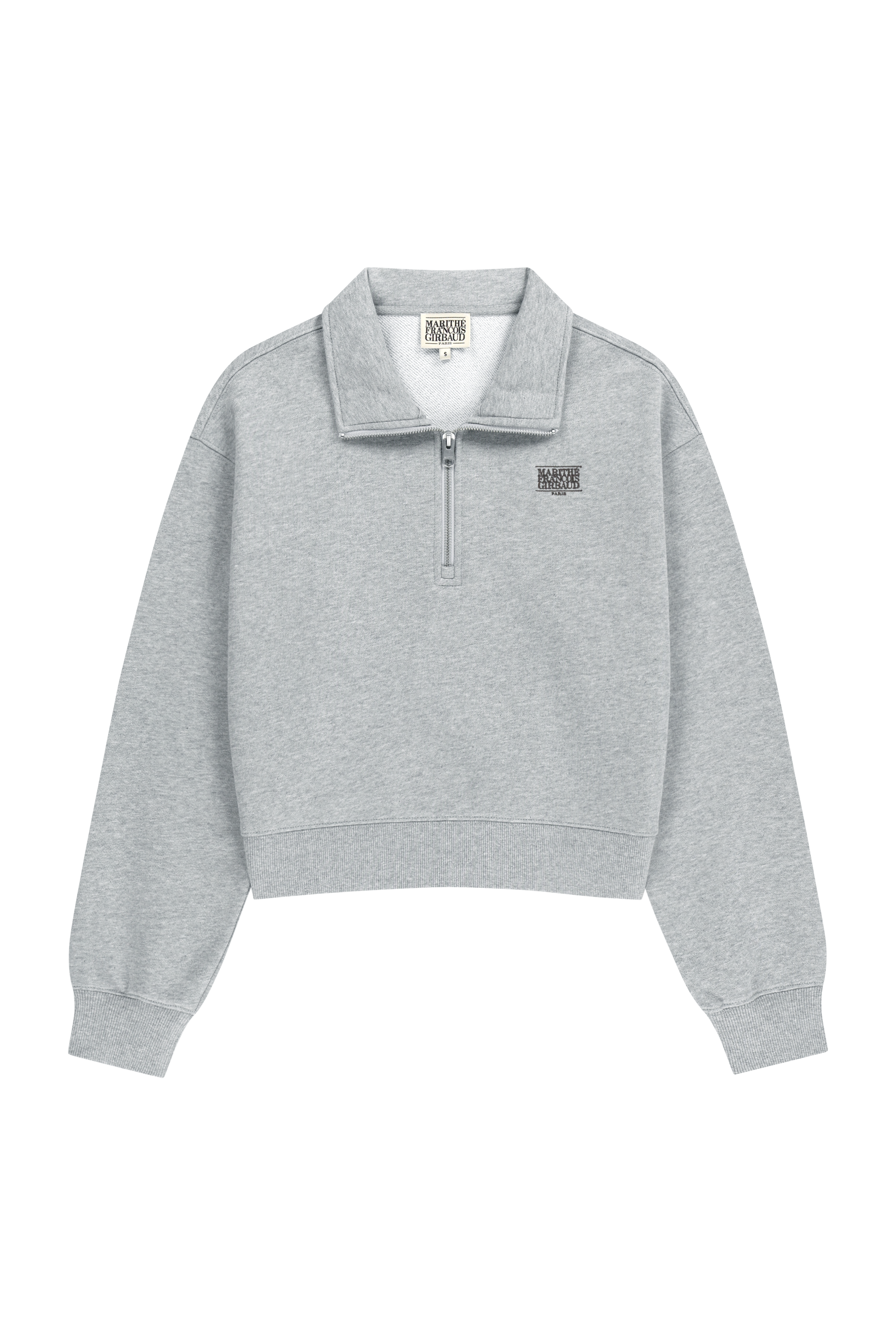 W SMALL CLASSIC LOGO HALF ZIPUP CROP SWEATSHIRT