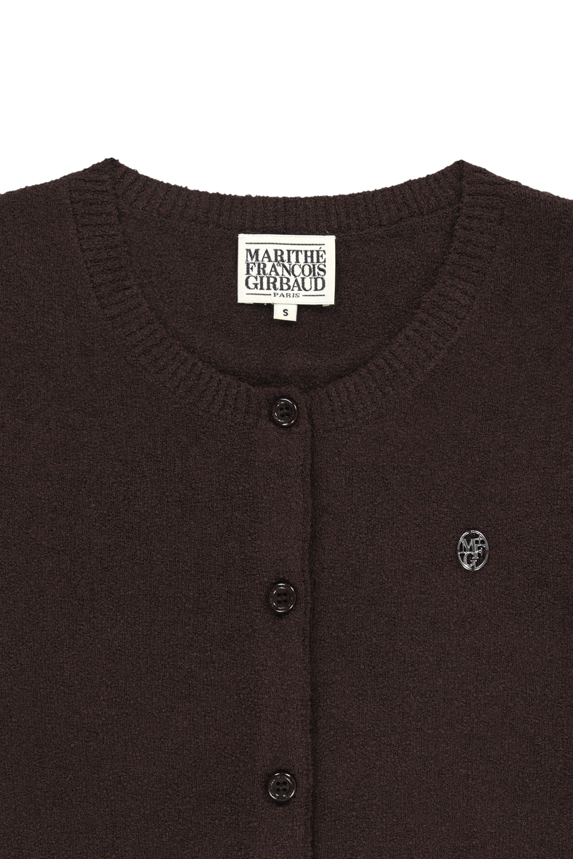 W PUFF SLEEVE HALF KNIT CARDIGAN