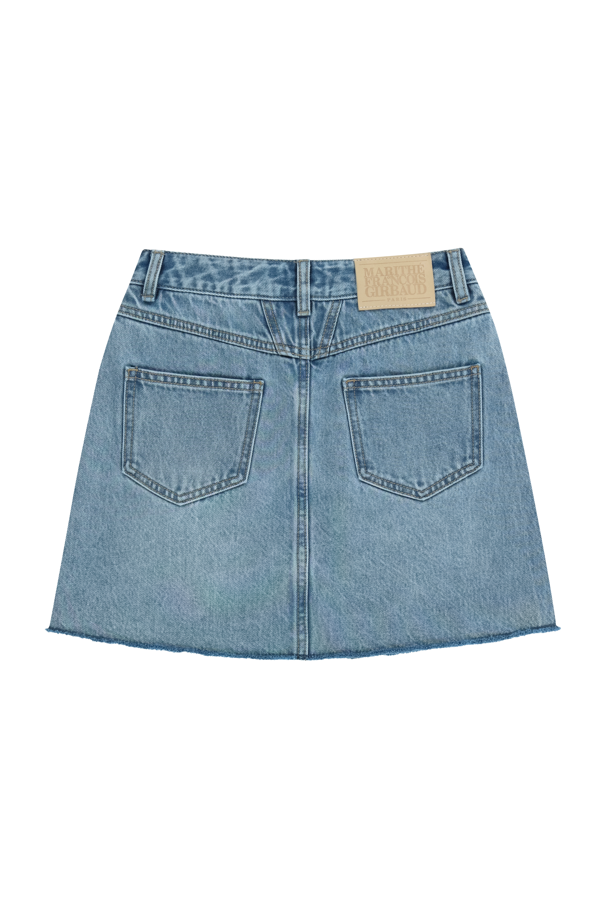W RAW EDGE DENIM MINI SKIRT