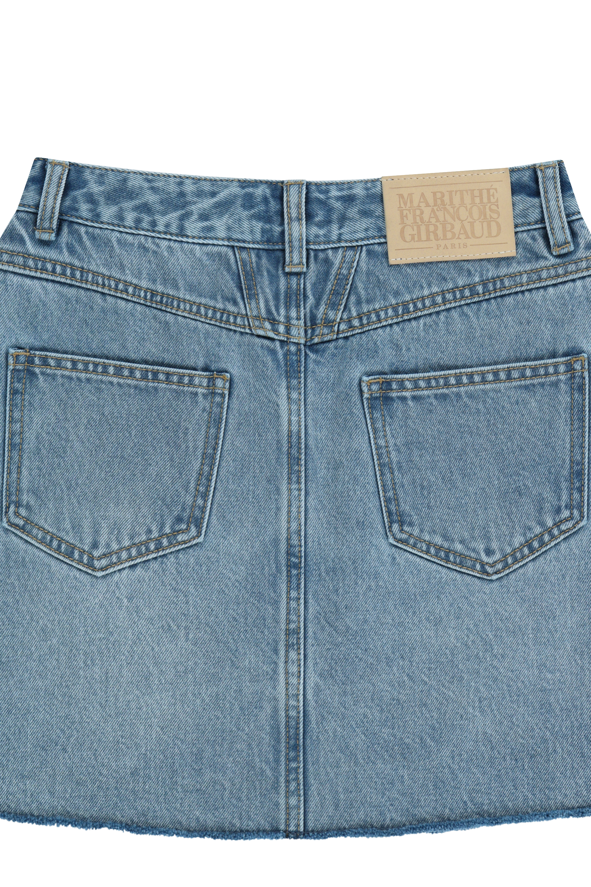 W RAW EDGE DENIM MINI SKIRT