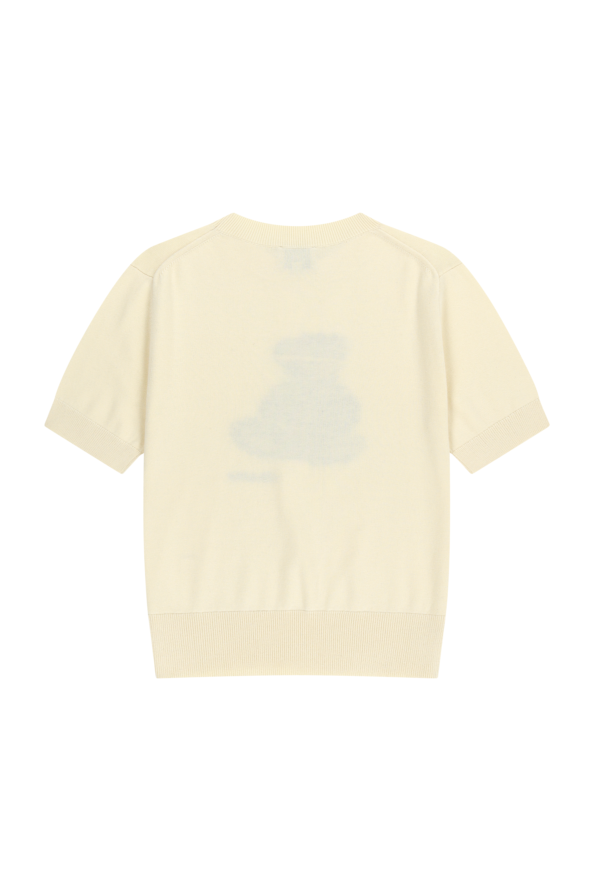 W DOODLE BEAR HALF KNIT PULLOVER