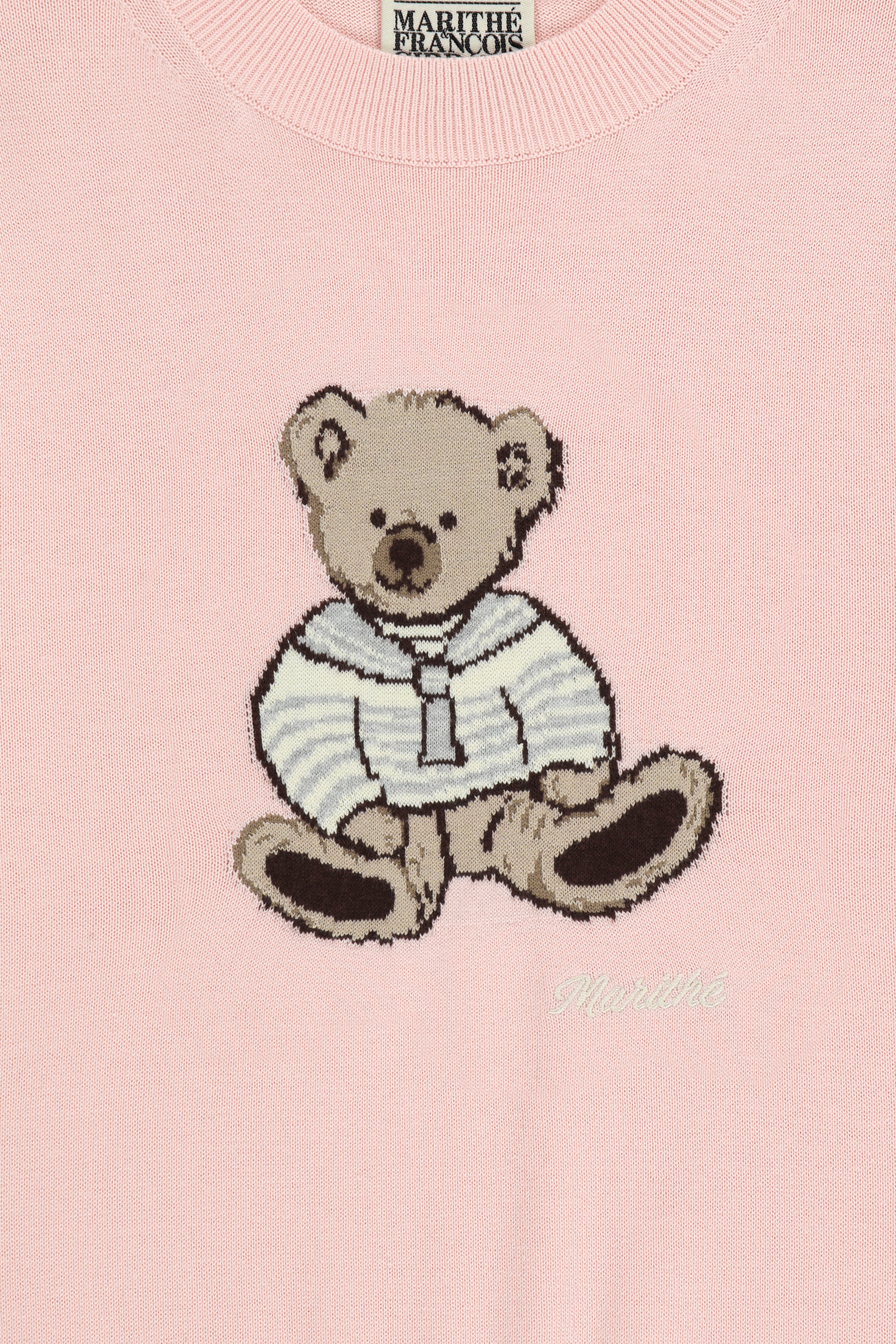 W DOODLE BEAR HALF KNIT PULLOVER