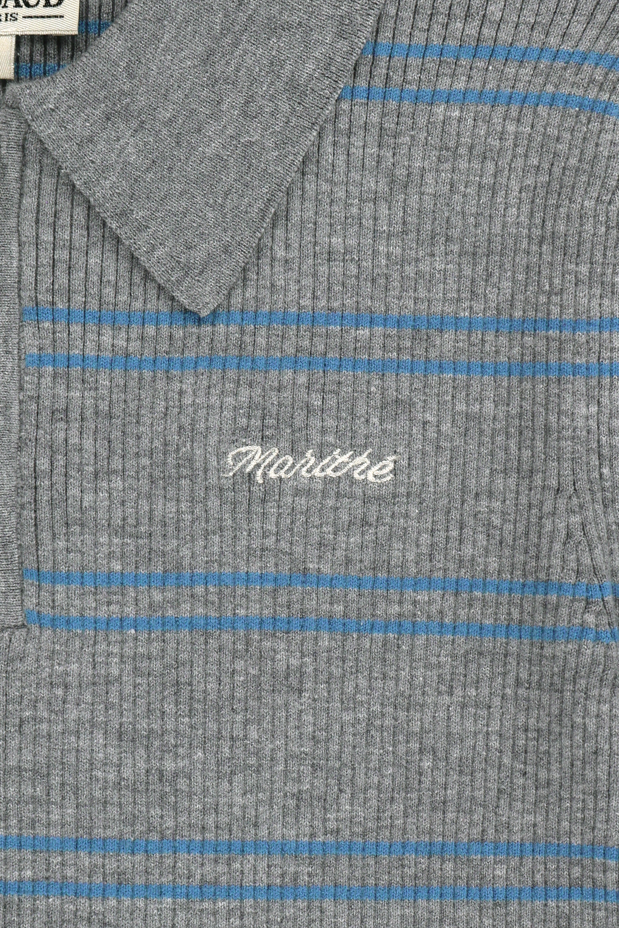W STRIPE HALF ZIP UP SLIM KNIT