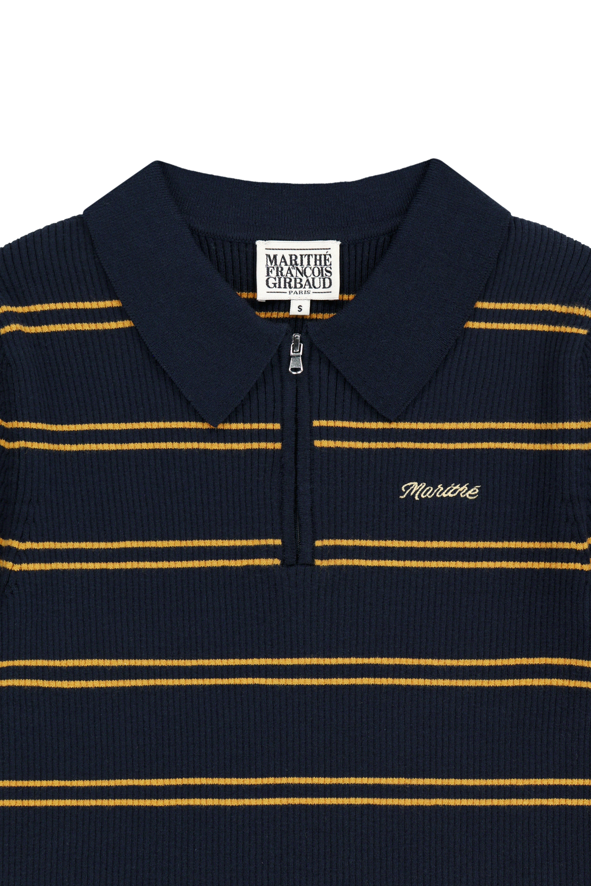 W STRIPE HALF ZIP UP SLIM KNIT