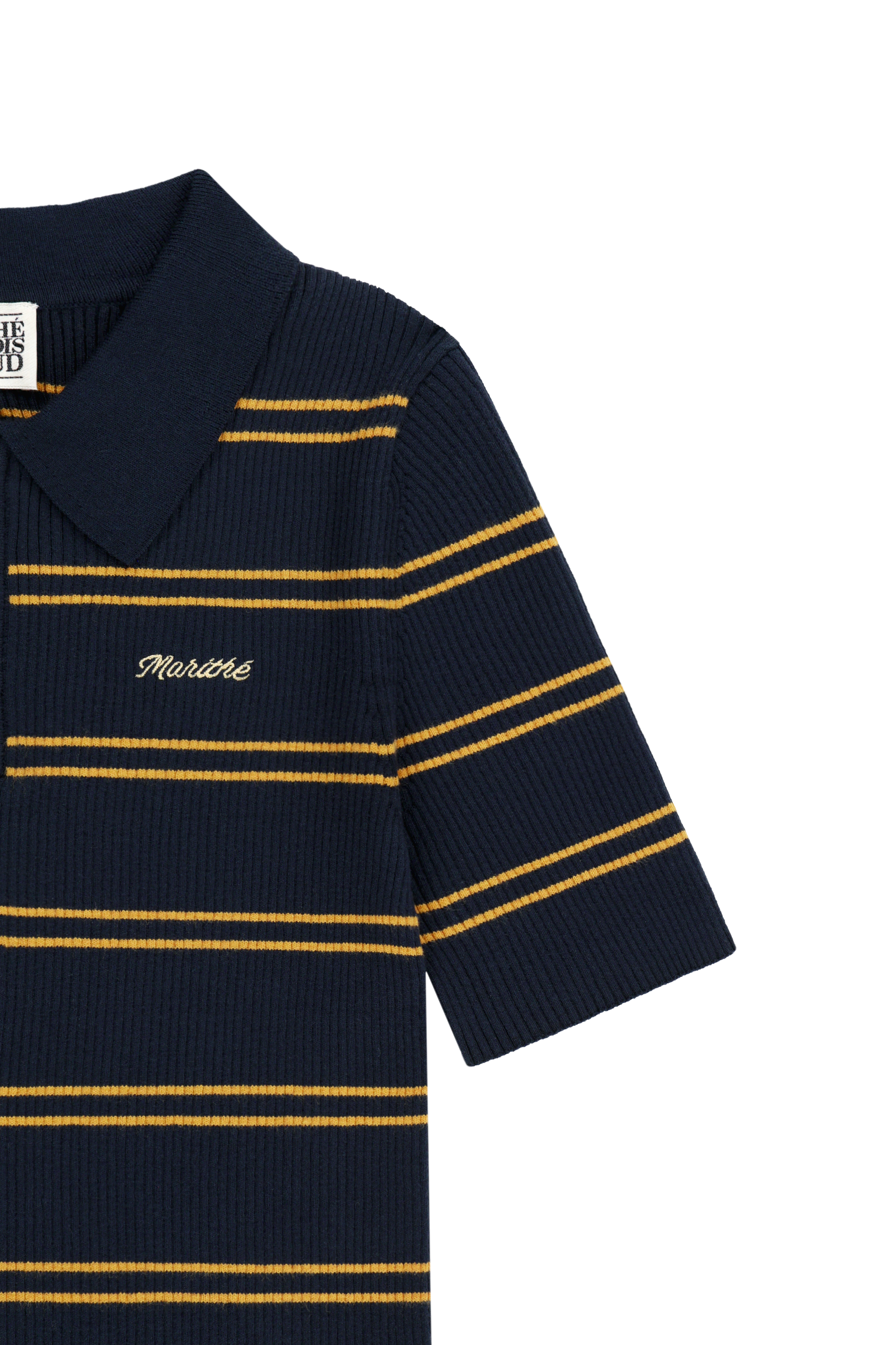 W STRIPE HALF ZIP UP SLIM KNIT
