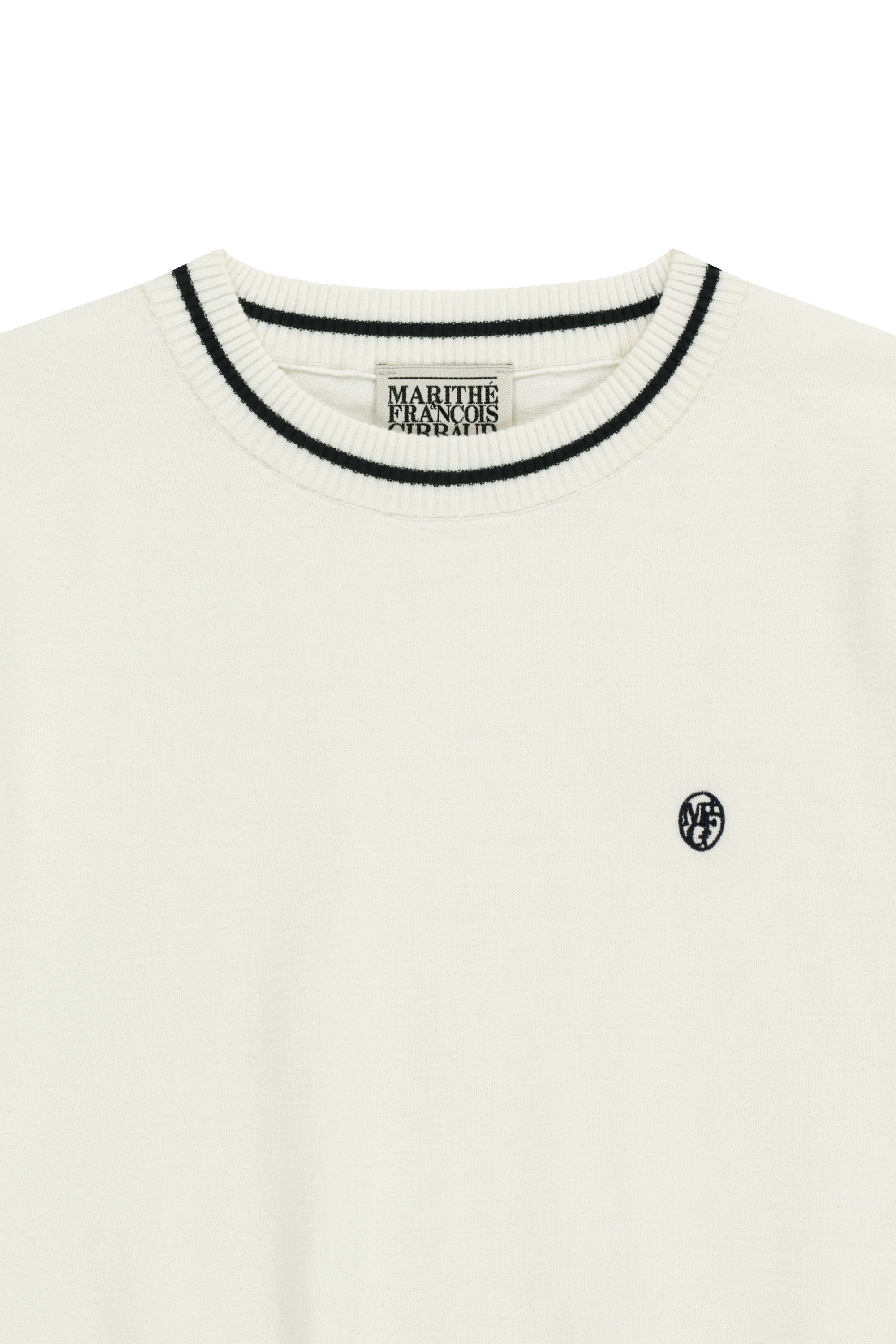 W CIRCLE LOGO HALF KNIT PULLOVER