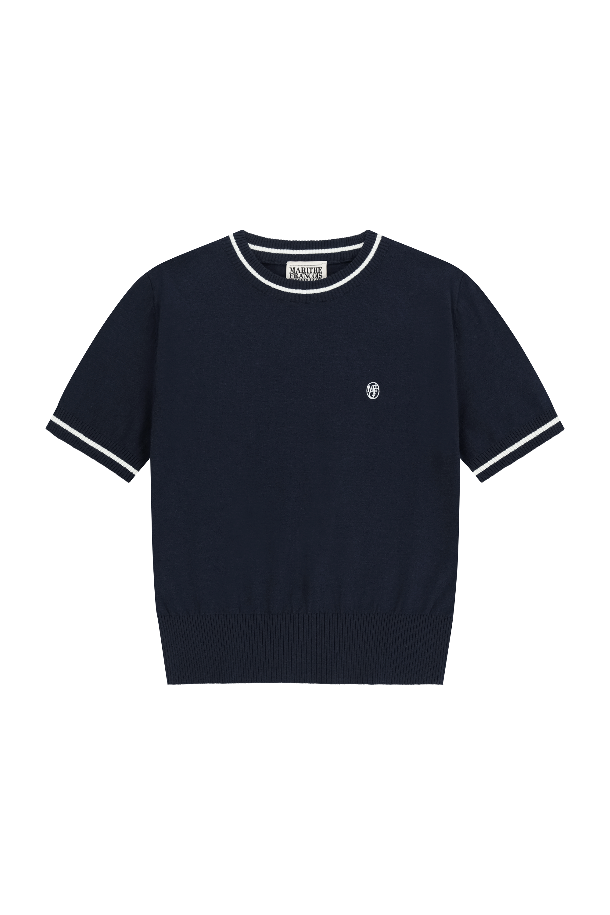 W CIRCLE LOGO HALF KNIT PULLOVER