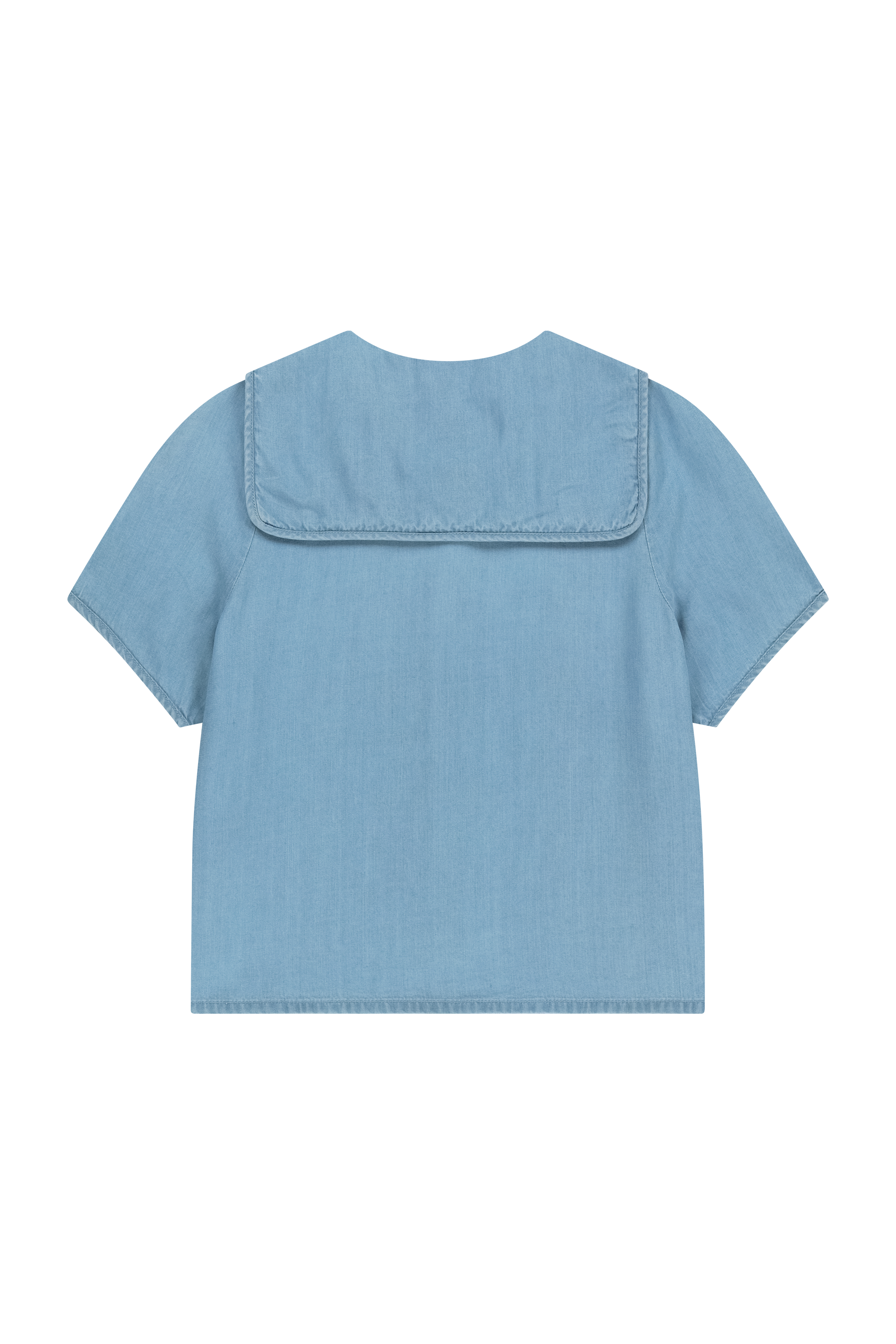 W SAILOR COLLAR SHORT SLEEVE CHAMBRAY SHIRT