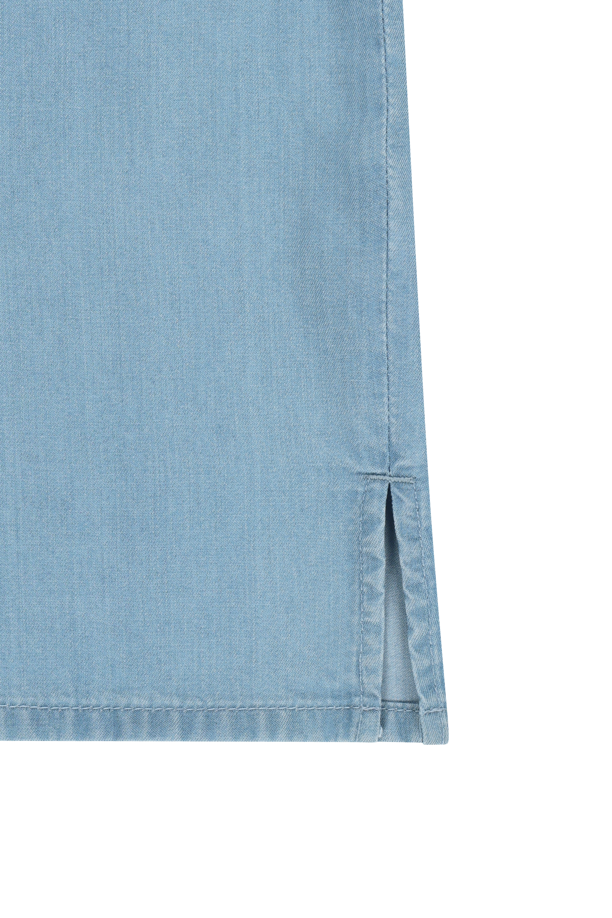W SAILOR COLLAR SHORT SLEEVE CHAMBRAY SHIRT