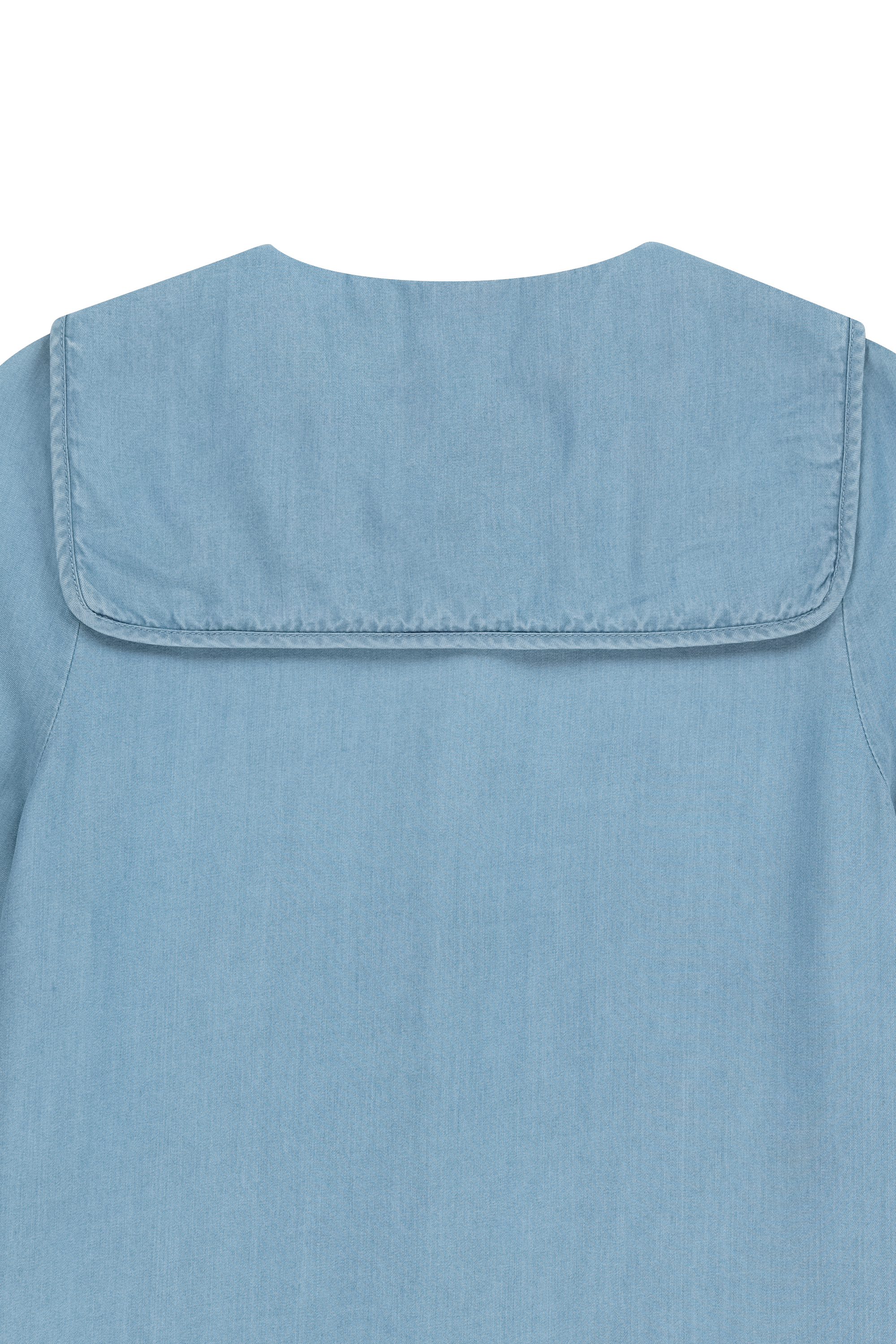 W SAILOR COLLAR SHORT SLEEVE CHAMBRAY SHIRT
