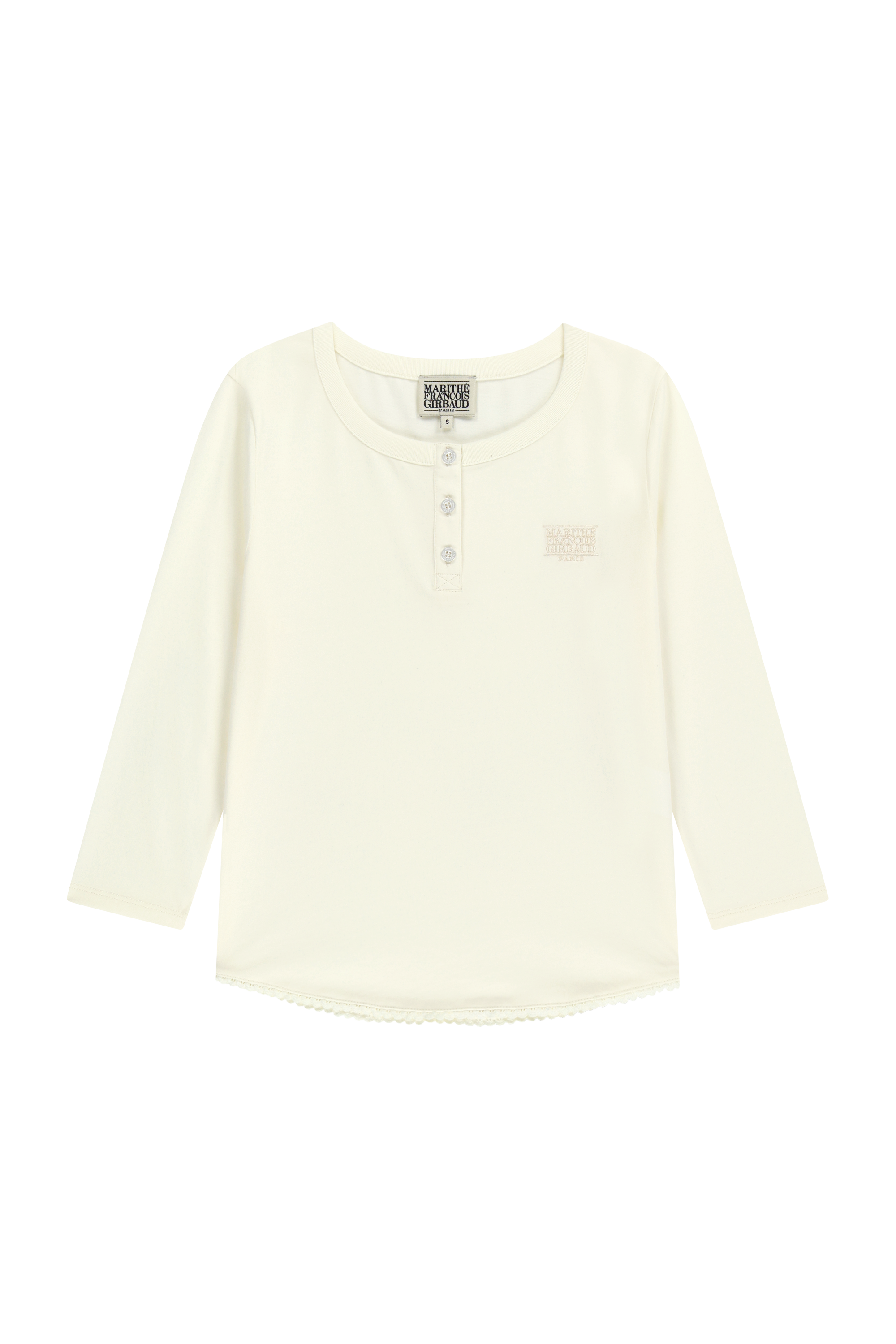 W SMALL CLASSIC LOGO HENLEY NECK 3/4 SLEEVE TEE